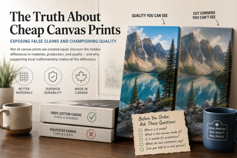 Comparison of premium cotton canvas prints and cheap polyester canvas prints for Vancouver residents