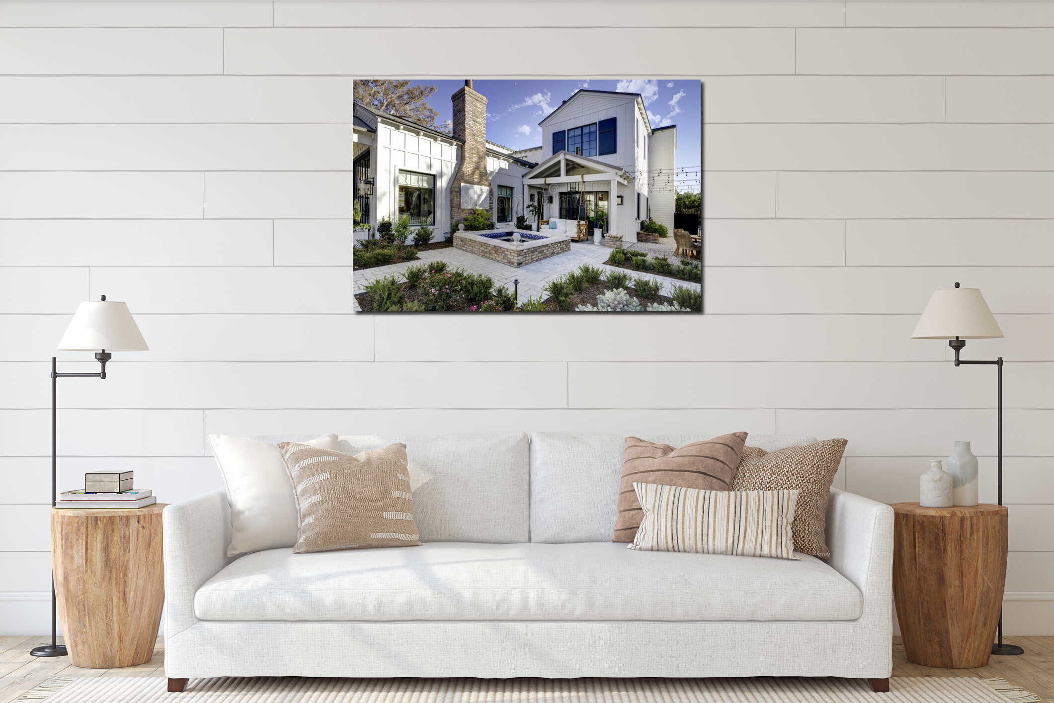 Canvas hanging interior mockup