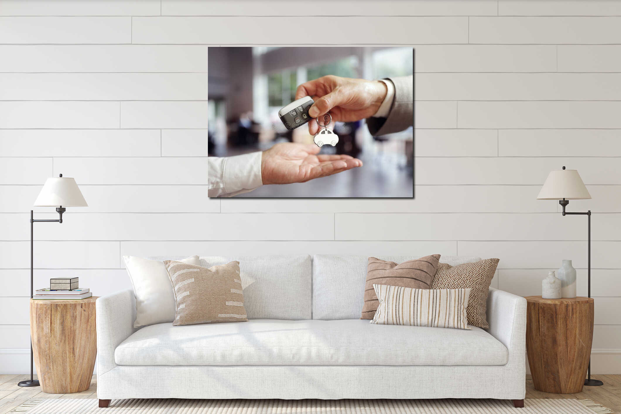 Canvas hanging interior mockup