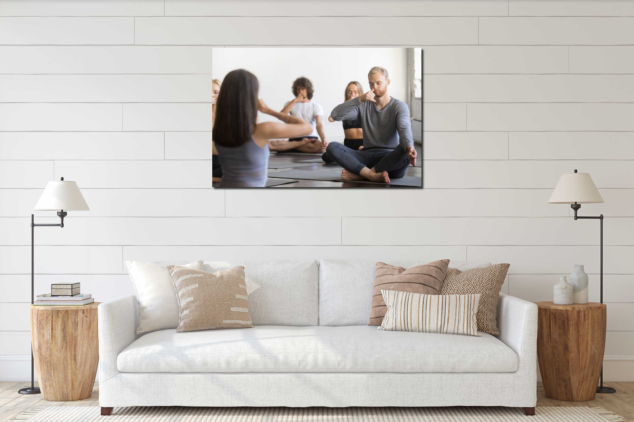 Canvas hanging interior mockup