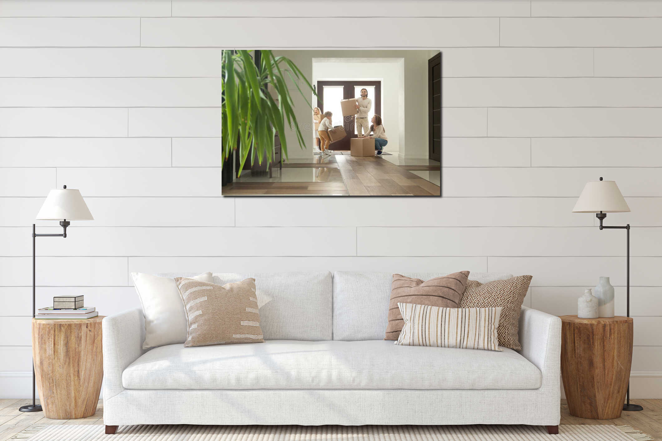 Canvas hanging interior mockup