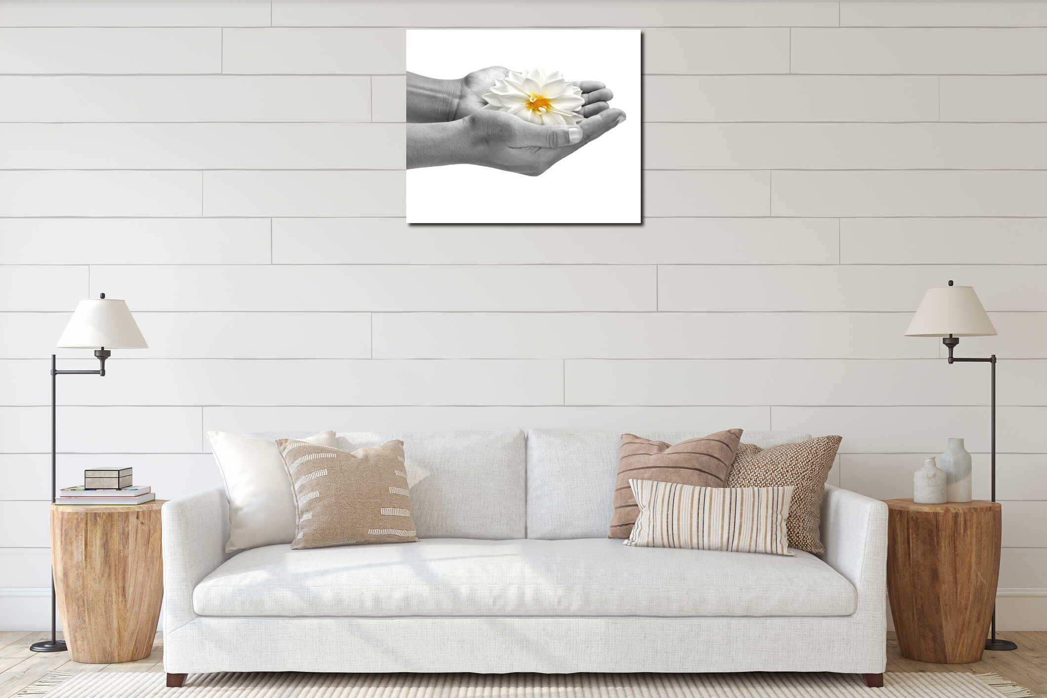 Canvas hanging interior mockup