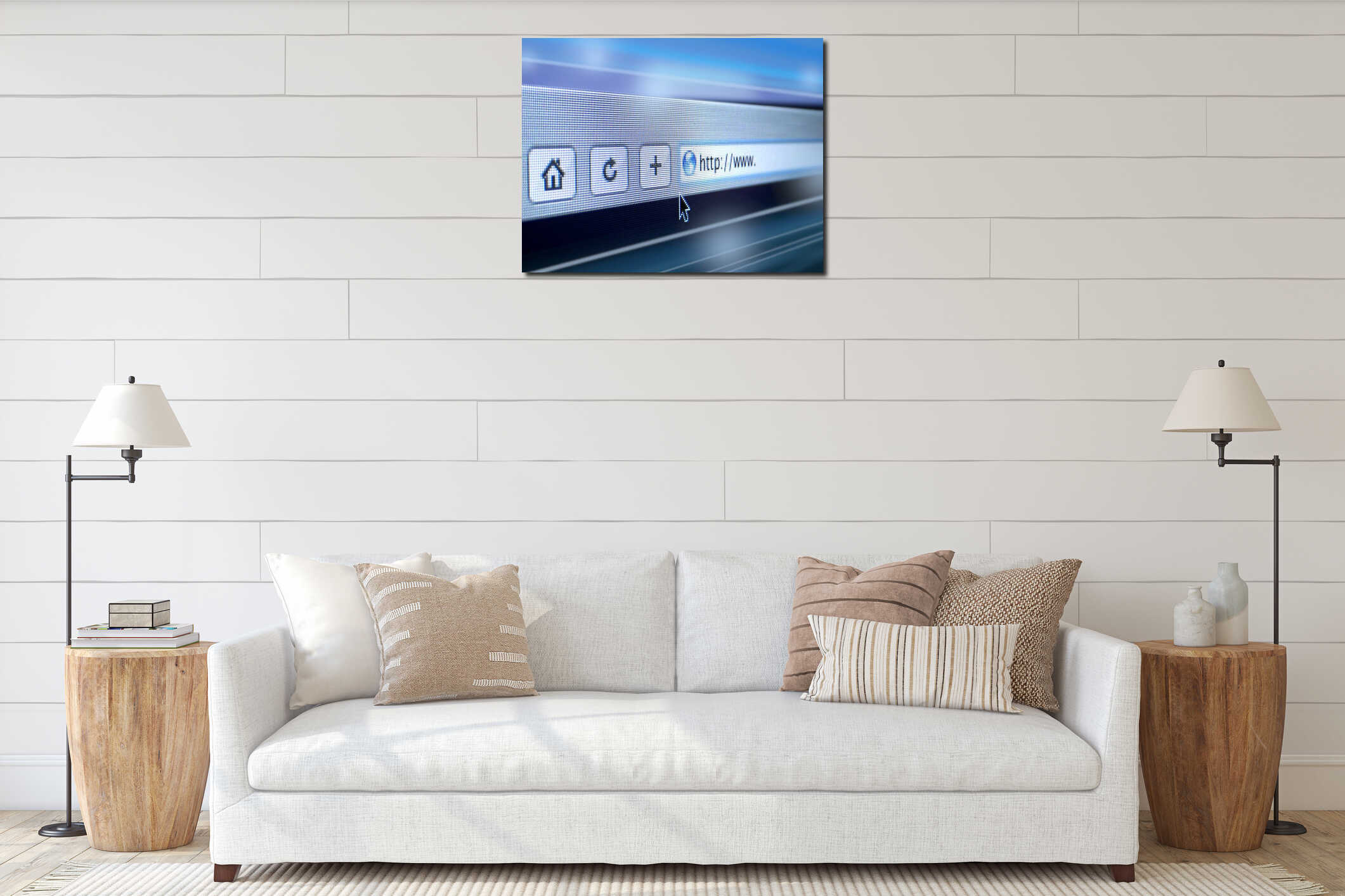 Canvas hanging interior mockup