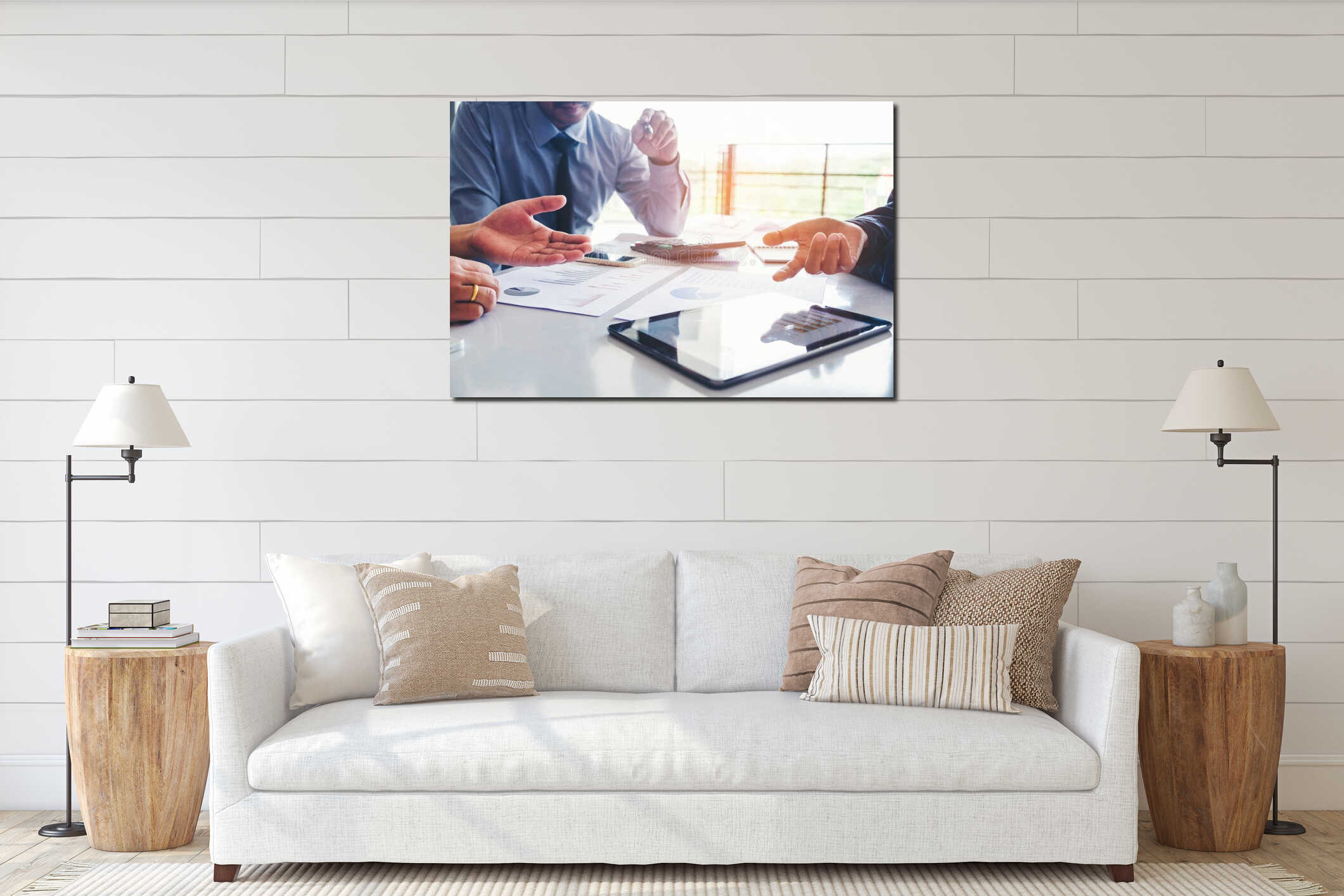 Canvas hanging interior mockup
