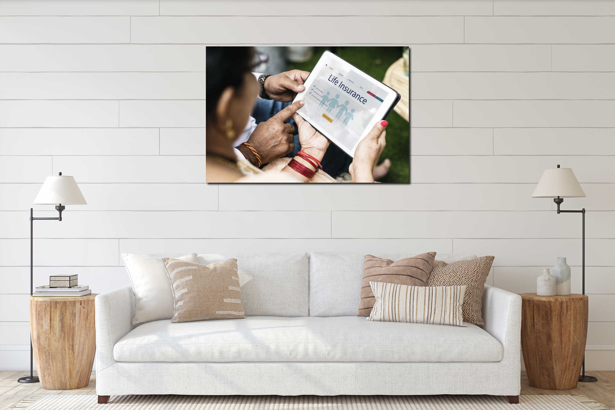 Canvas hanging interior mockup