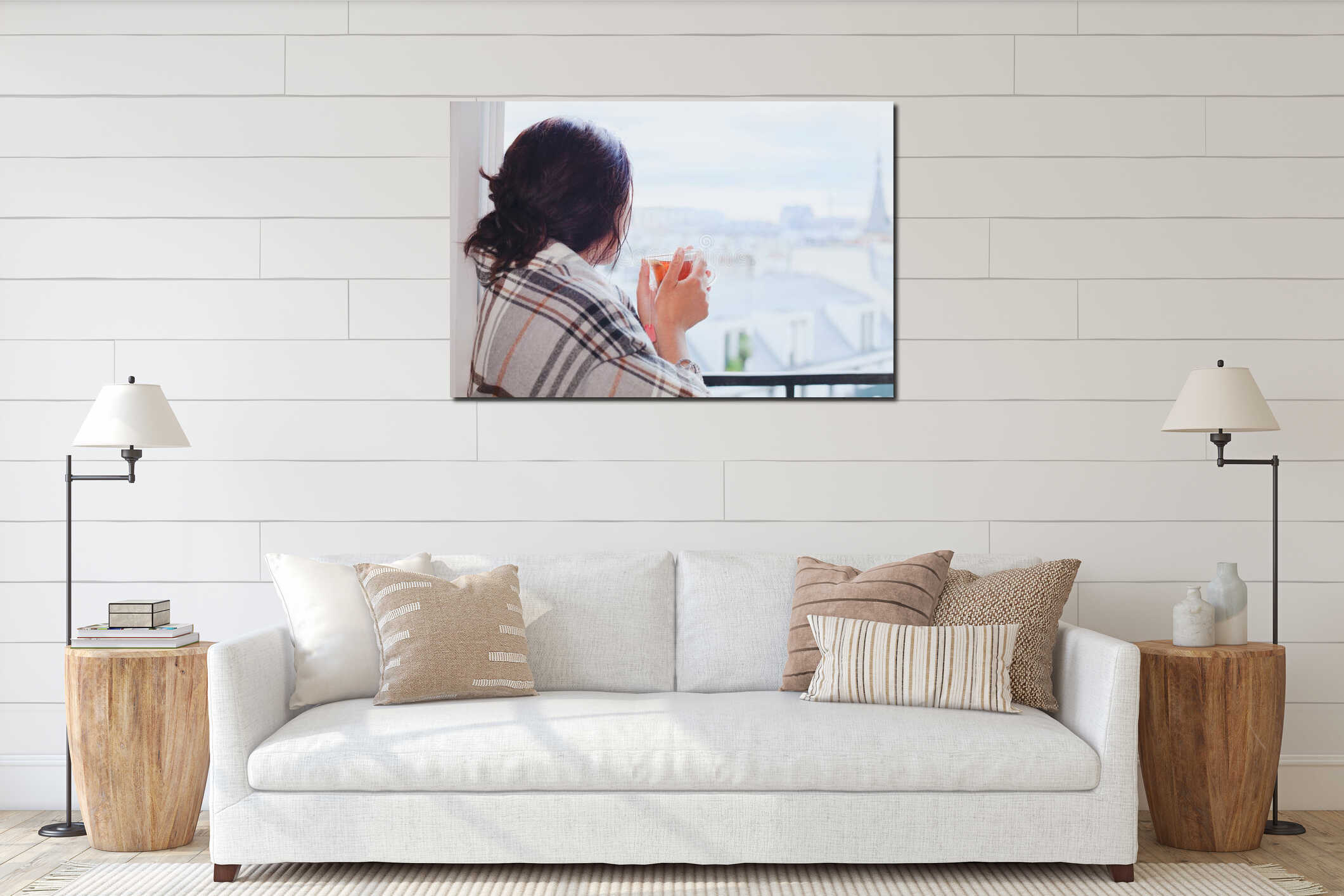 Canvas hanging interior mockup