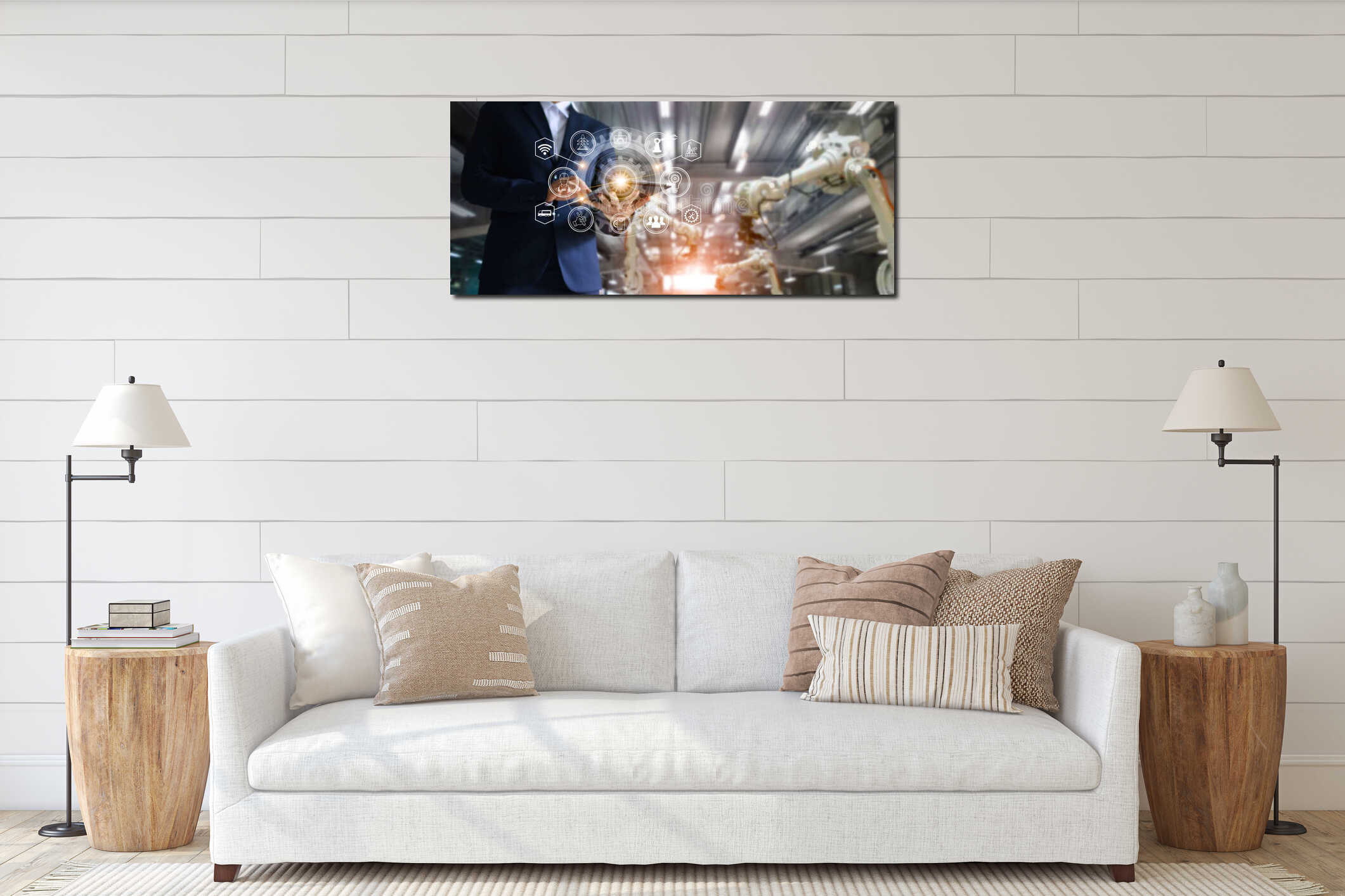 Canvas hanging interior mockup