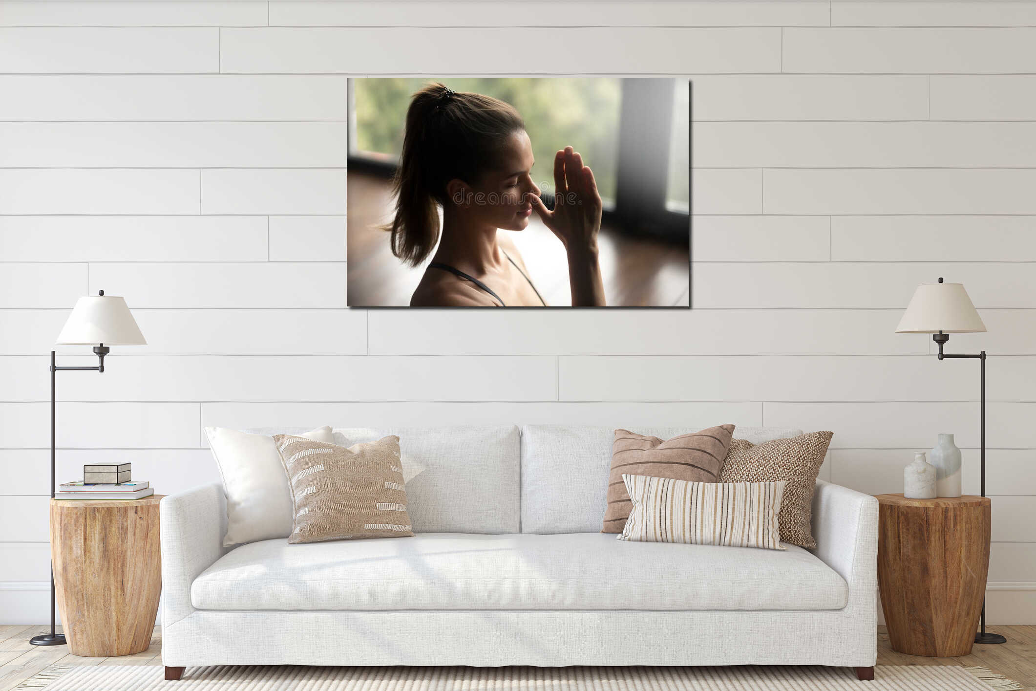 Canvas hanging interior mockup