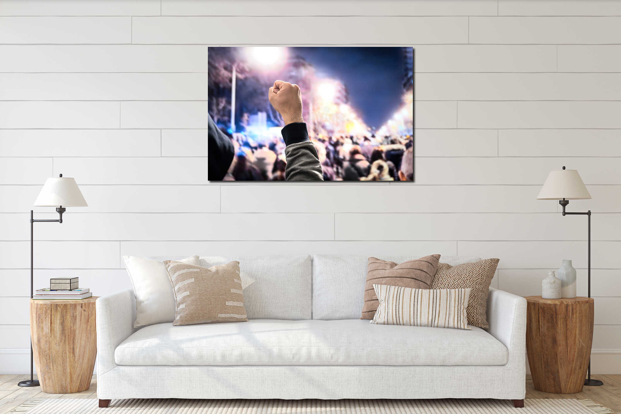 Canvas hanging interior mockup