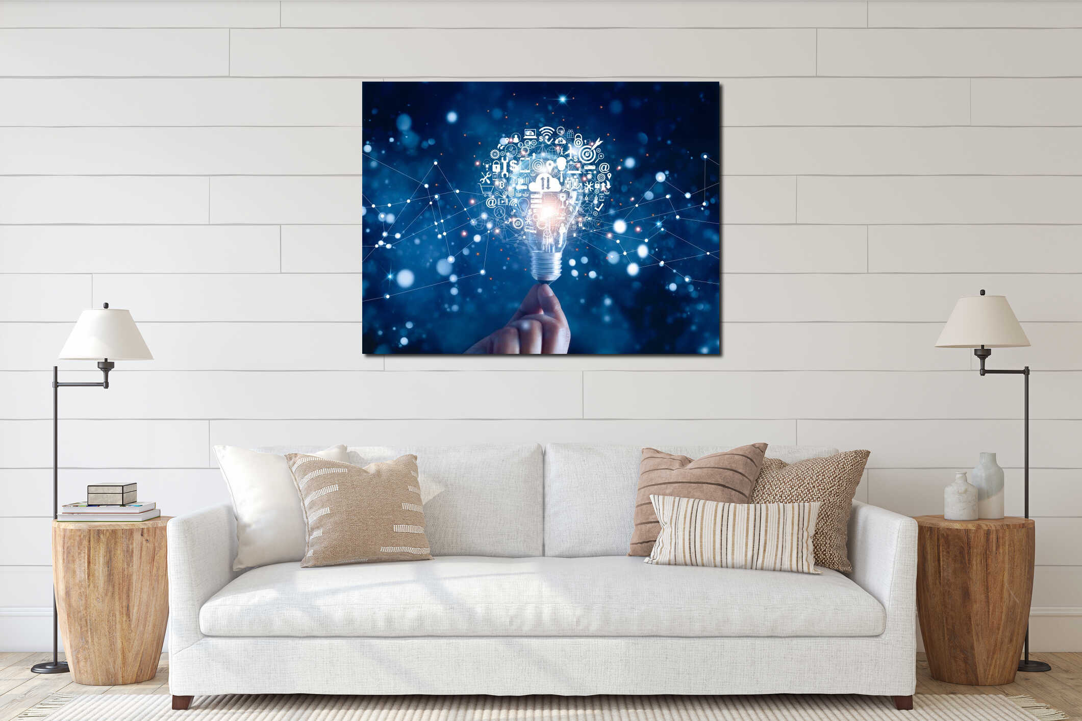 Canvas hanging interior mockup