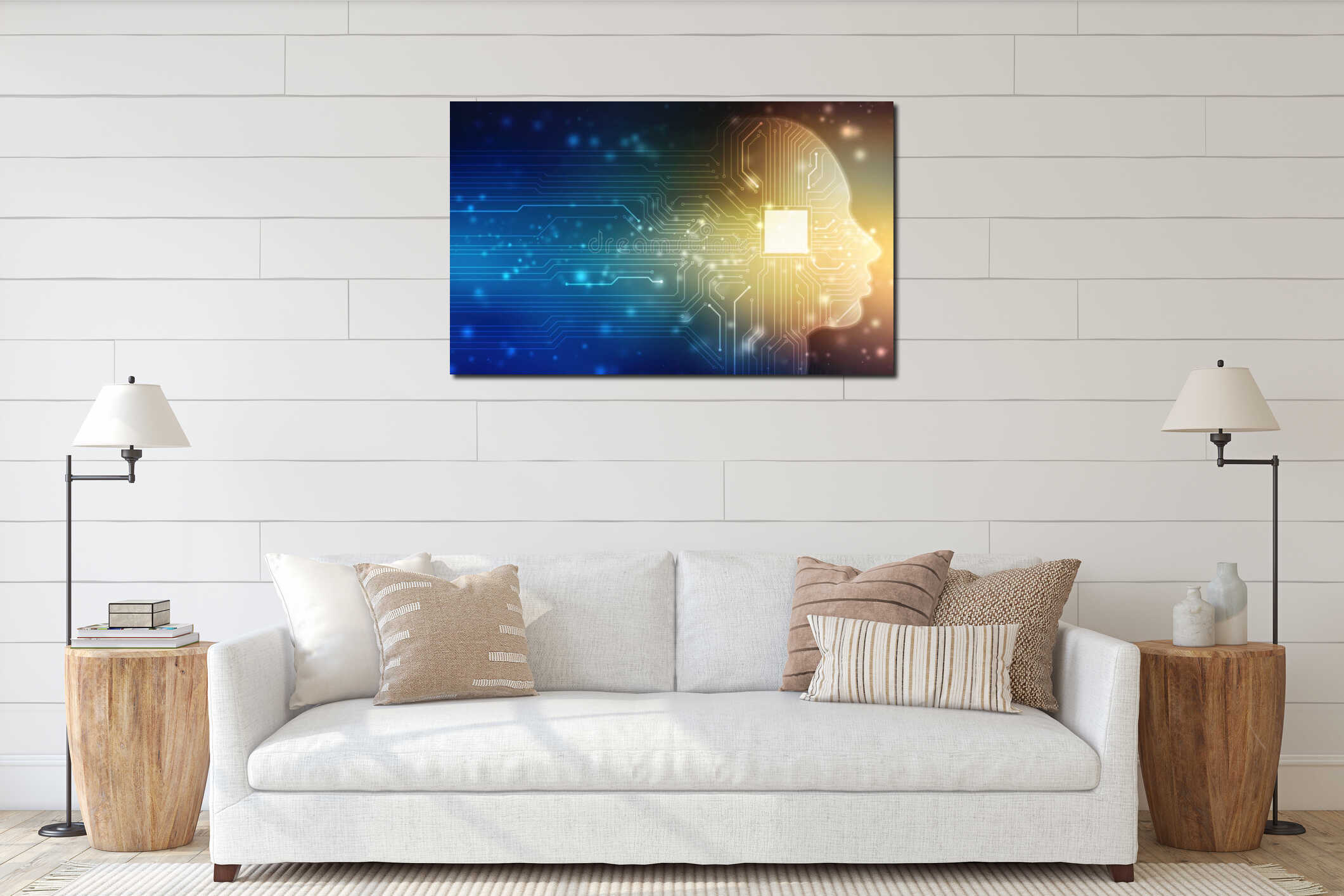 Canvas hanging interior mockup