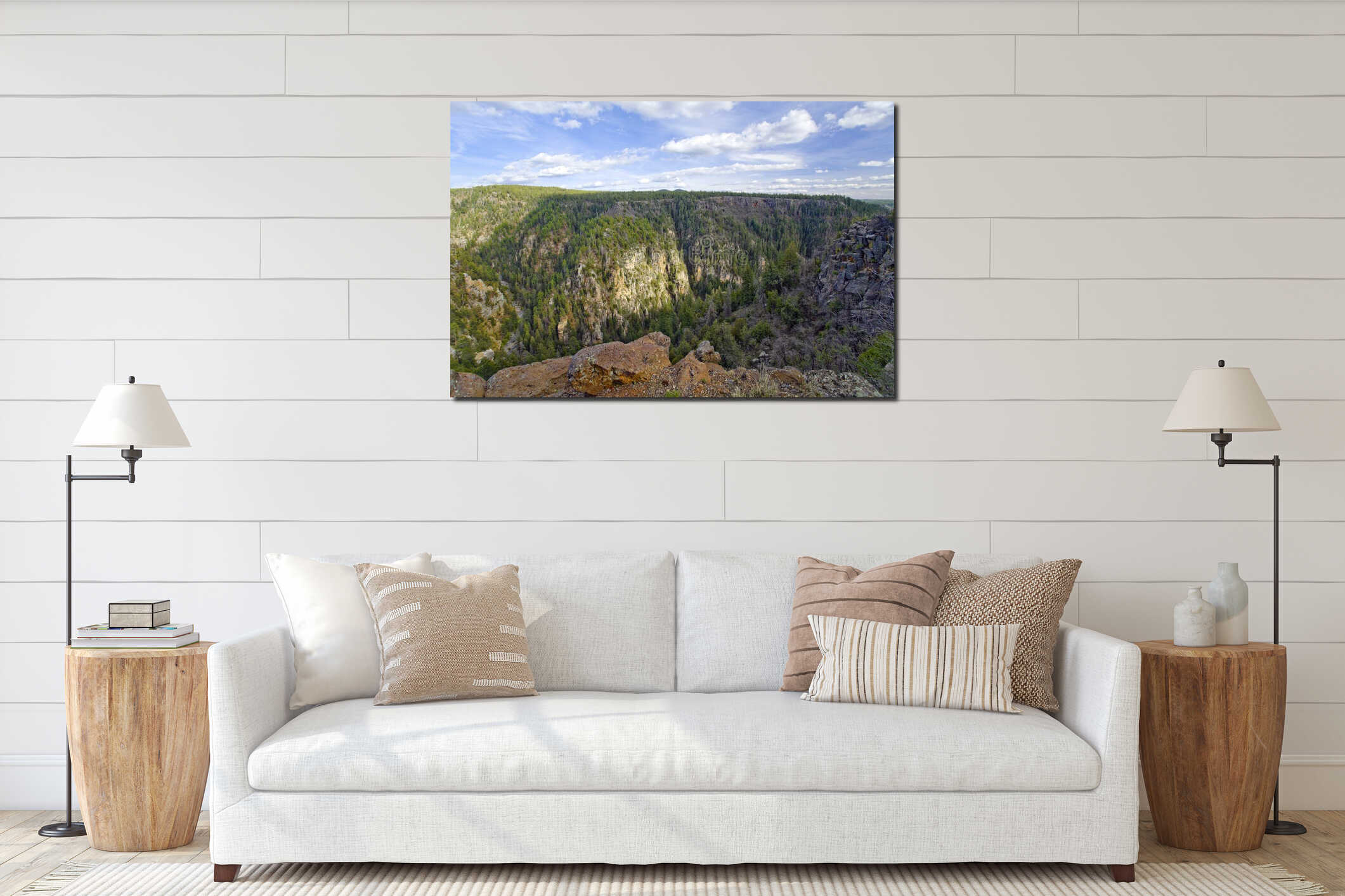 Canvas hanging interior mockup