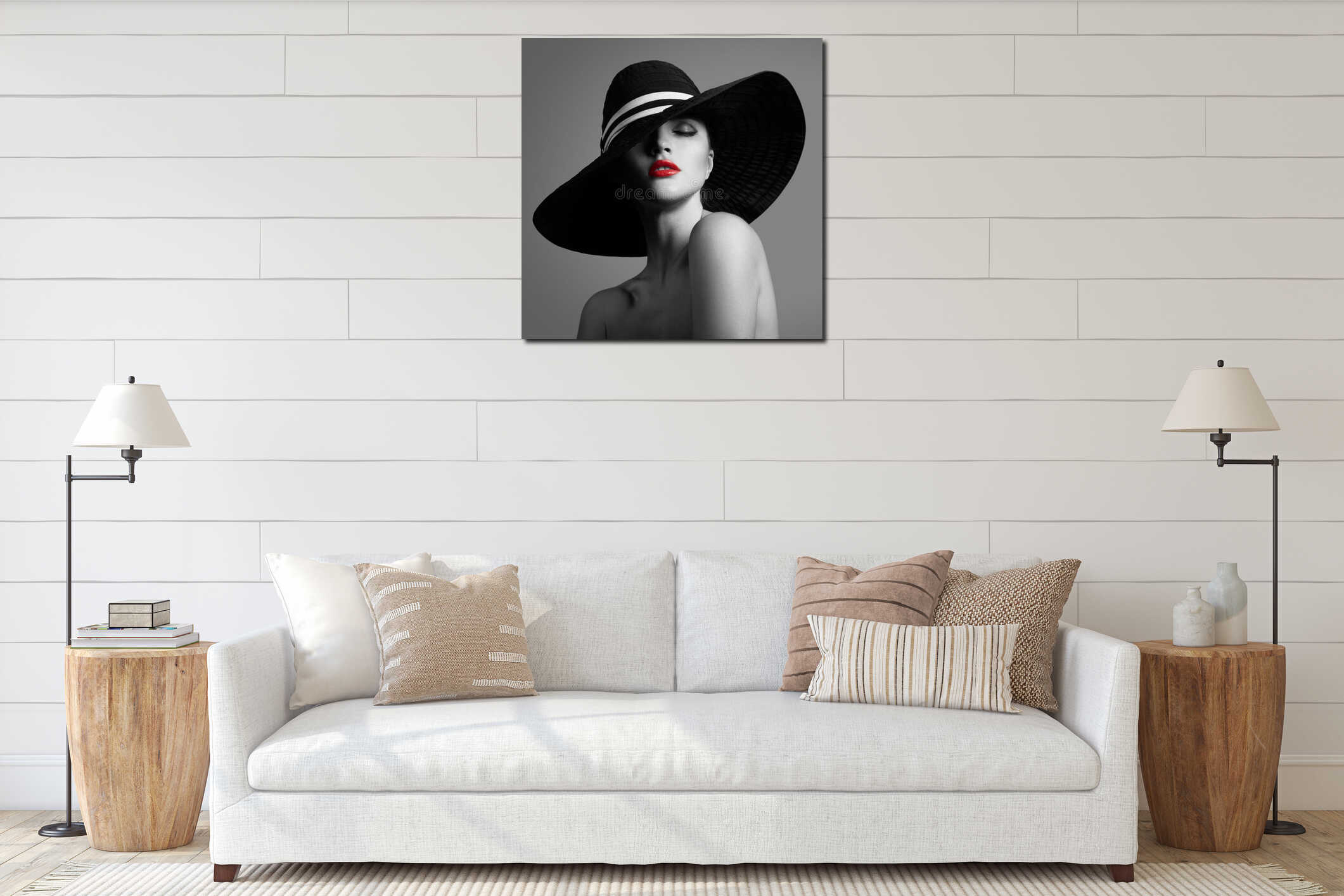 Canvas hanging interior mockup