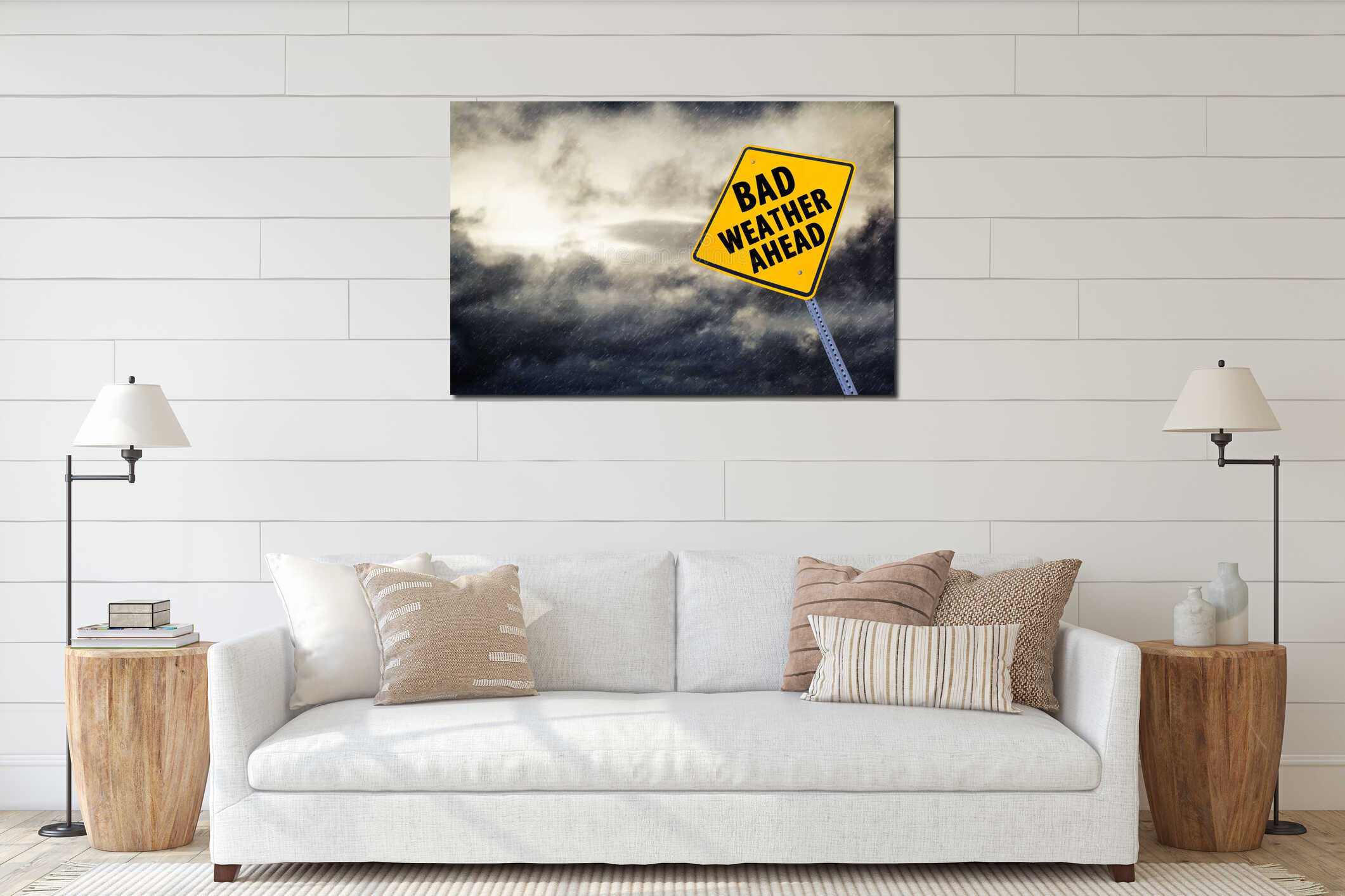 Canvas hanging interior mockup