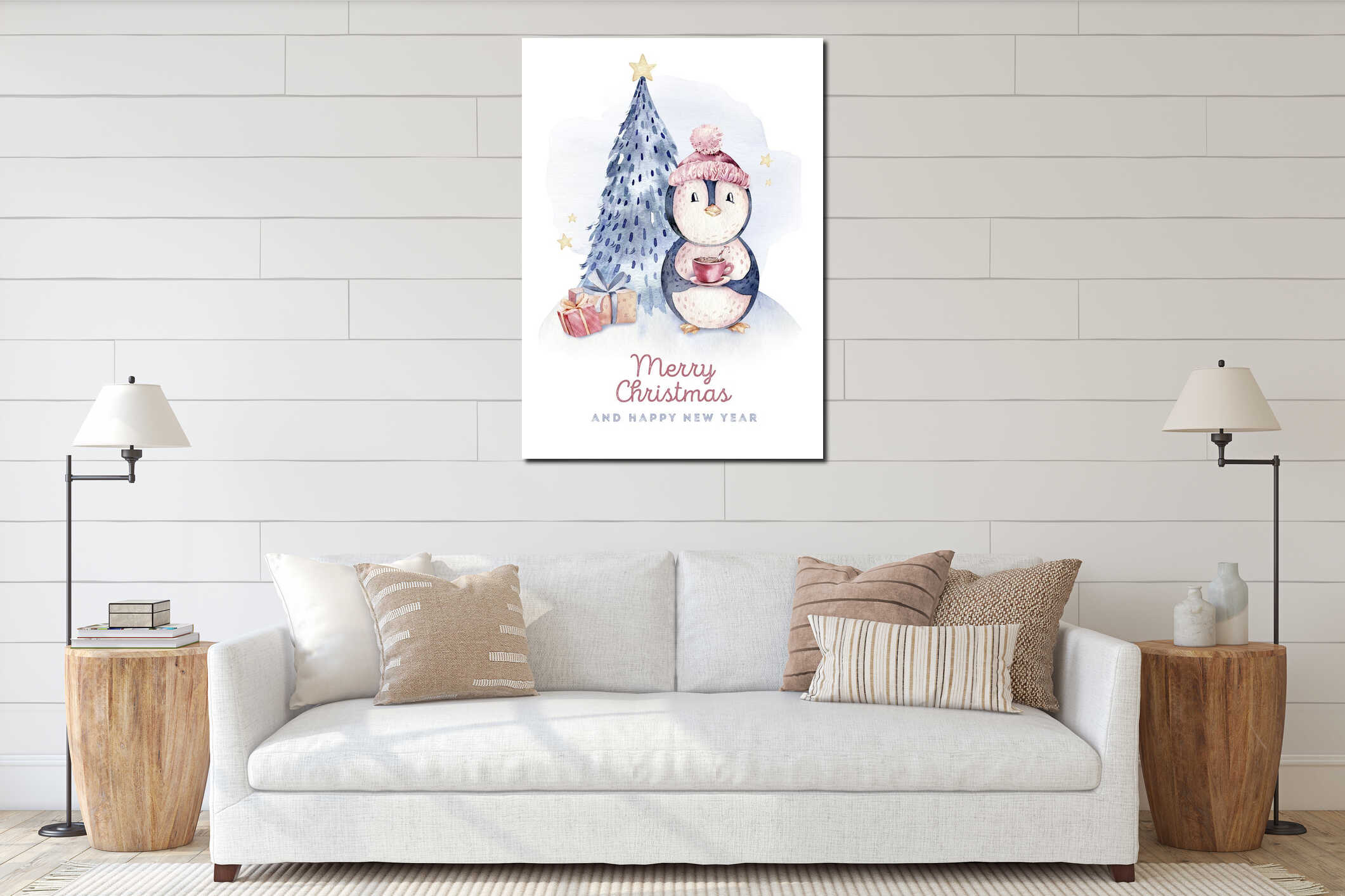 Canvas hanging interior mockup