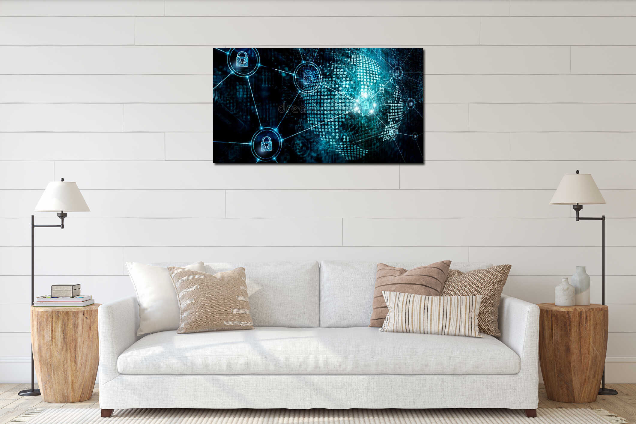 Canvas hanging interior mockup