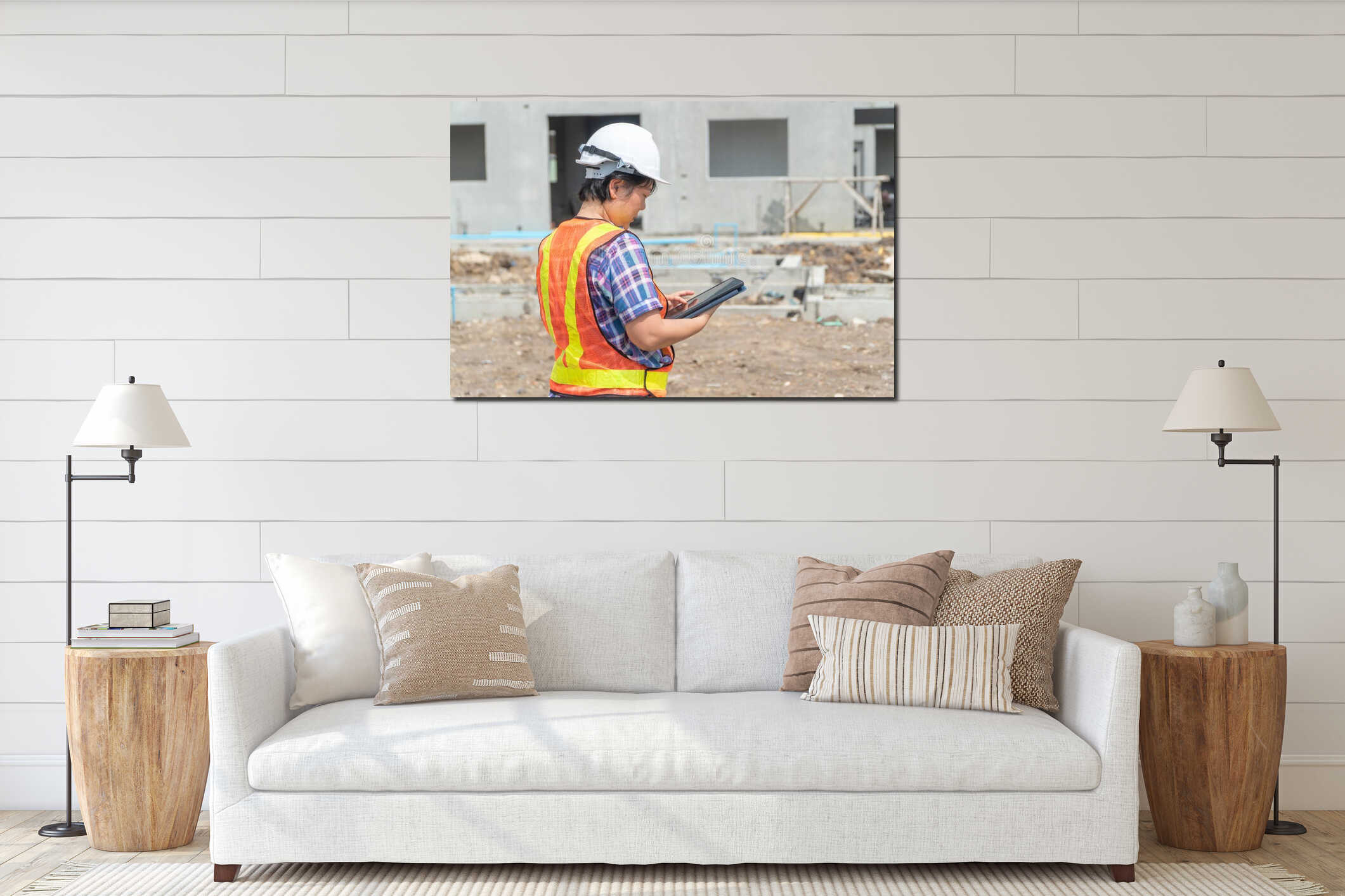 Canvas hanging interior mockup