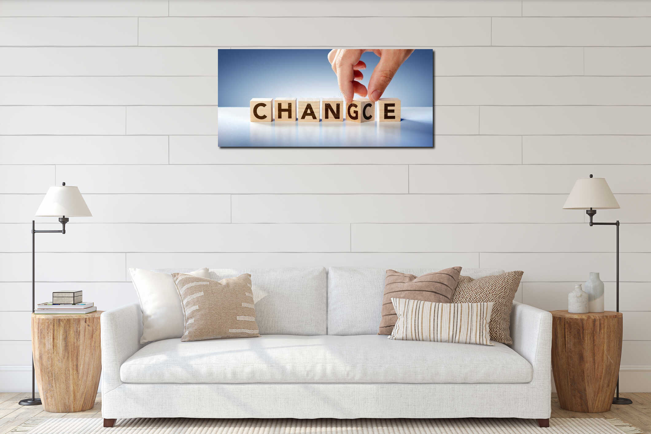 Canvas hanging interior mockup