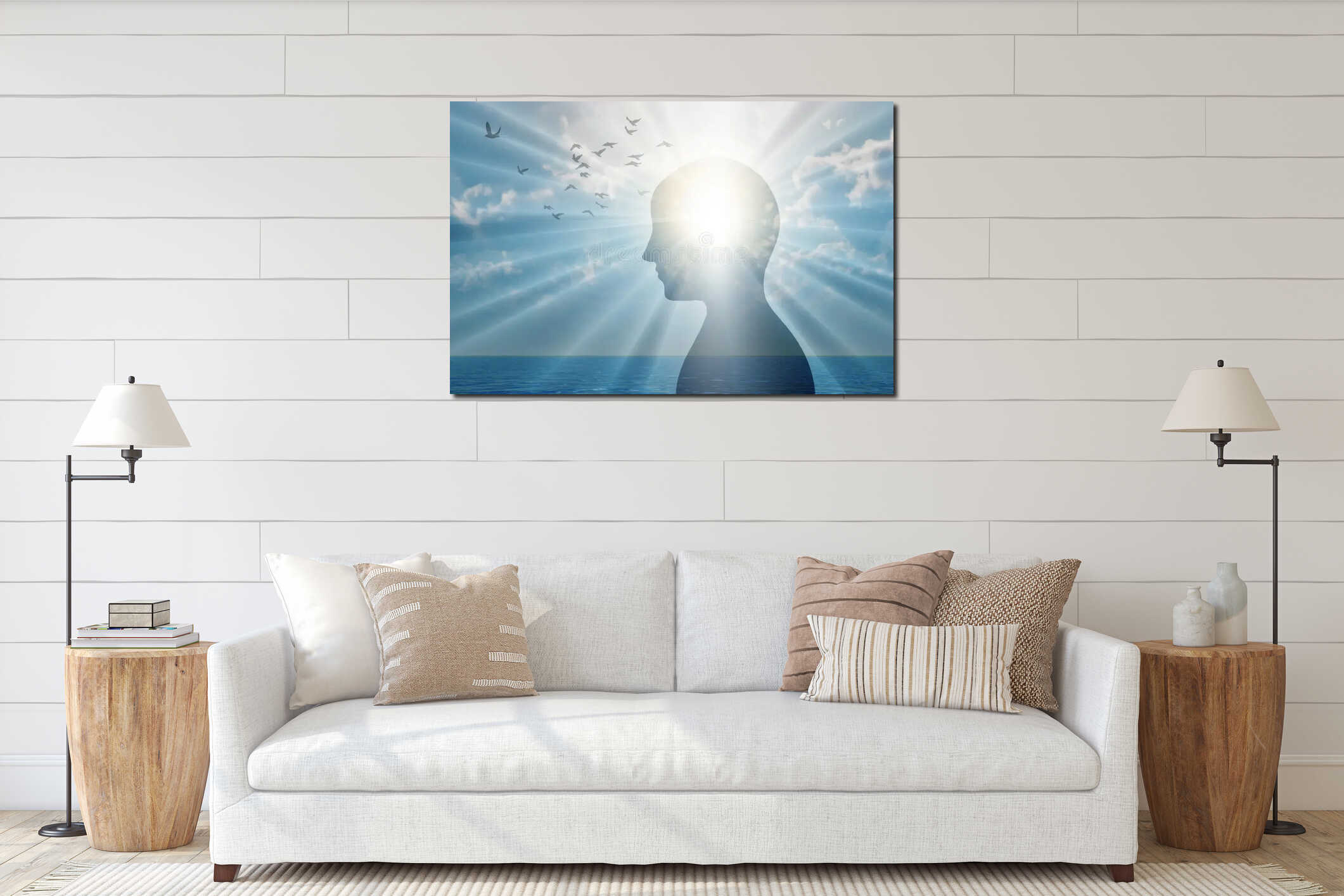 Canvas hanging interior mockup