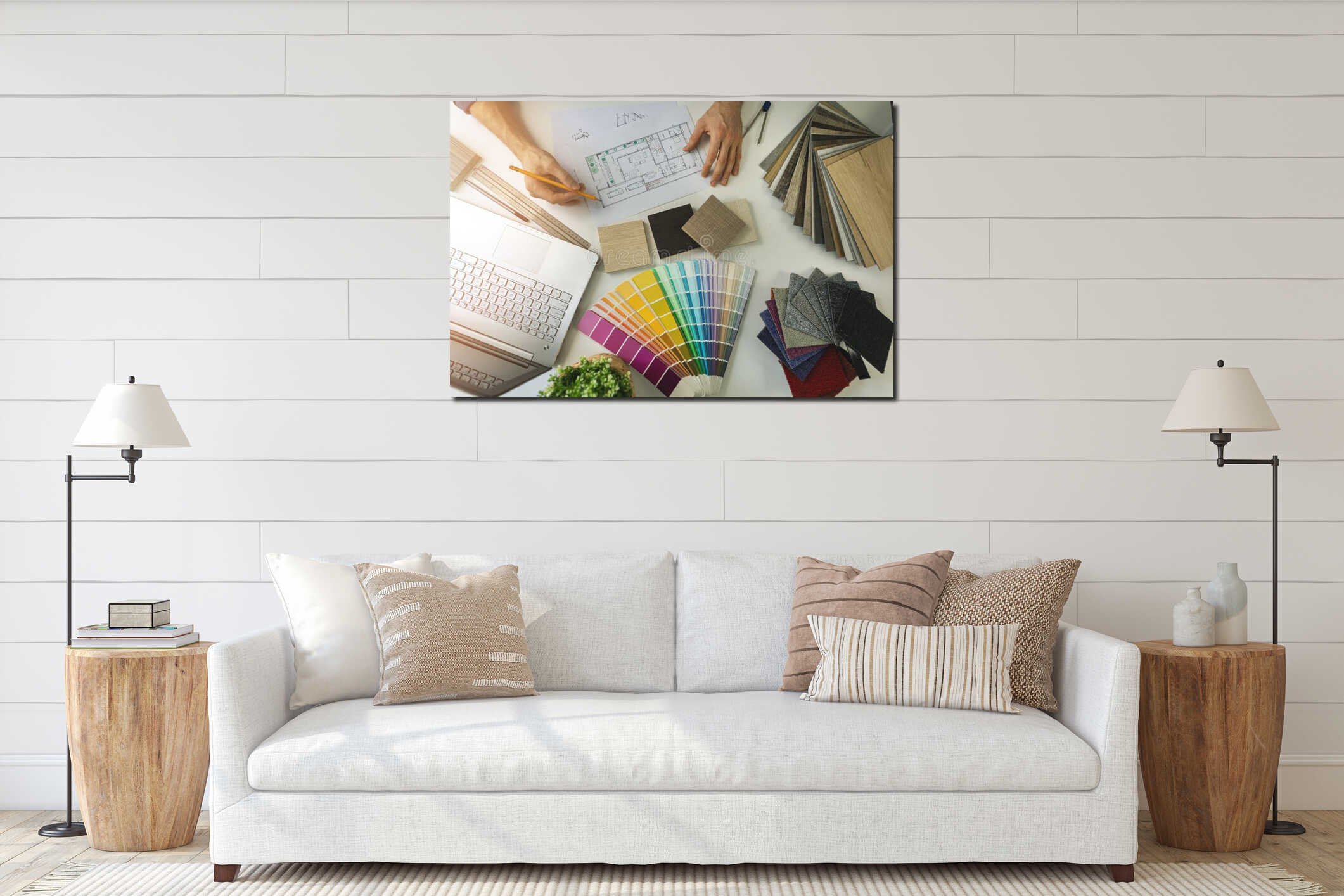 Canvas hanging interior mockup