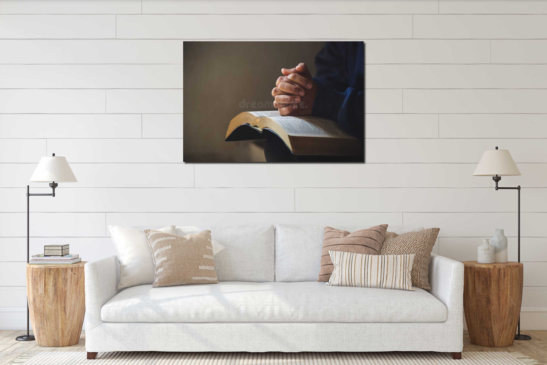 Canvas hanging interior mockup