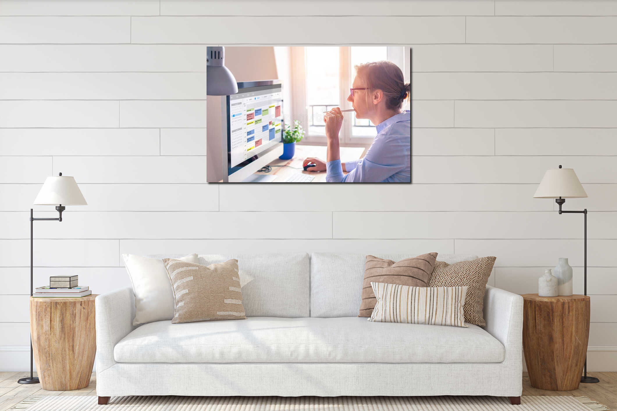Canvas hanging interior mockup