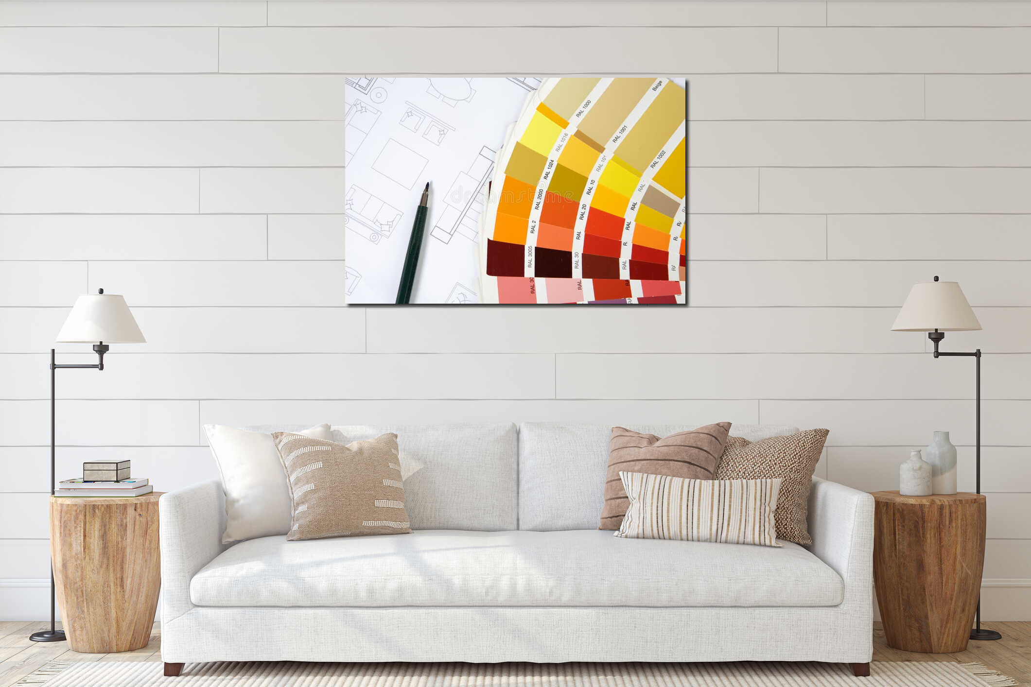 Canvas hanging interior mockup