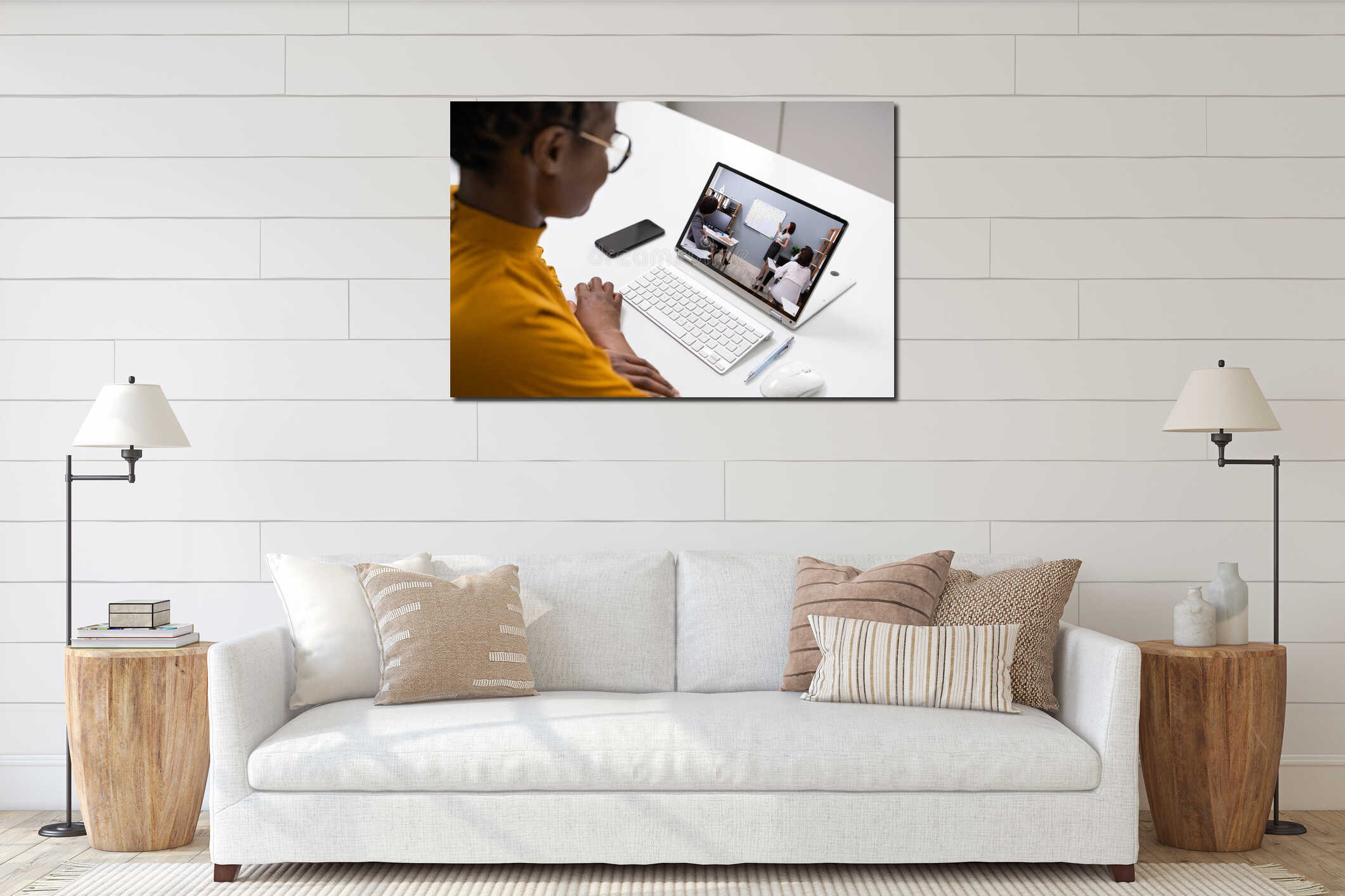Canvas hanging interior mockup