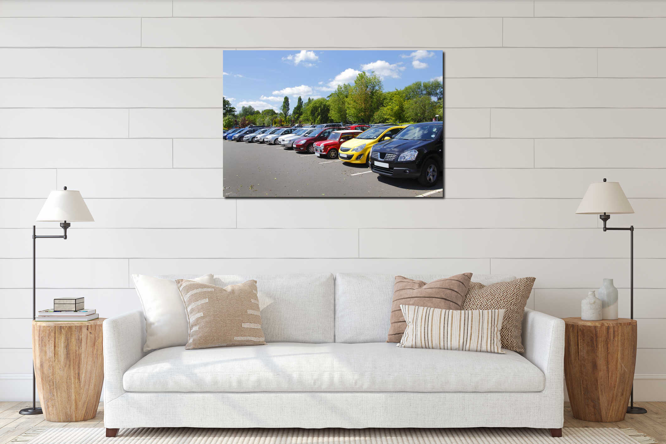 Canvas hanging interior mockup