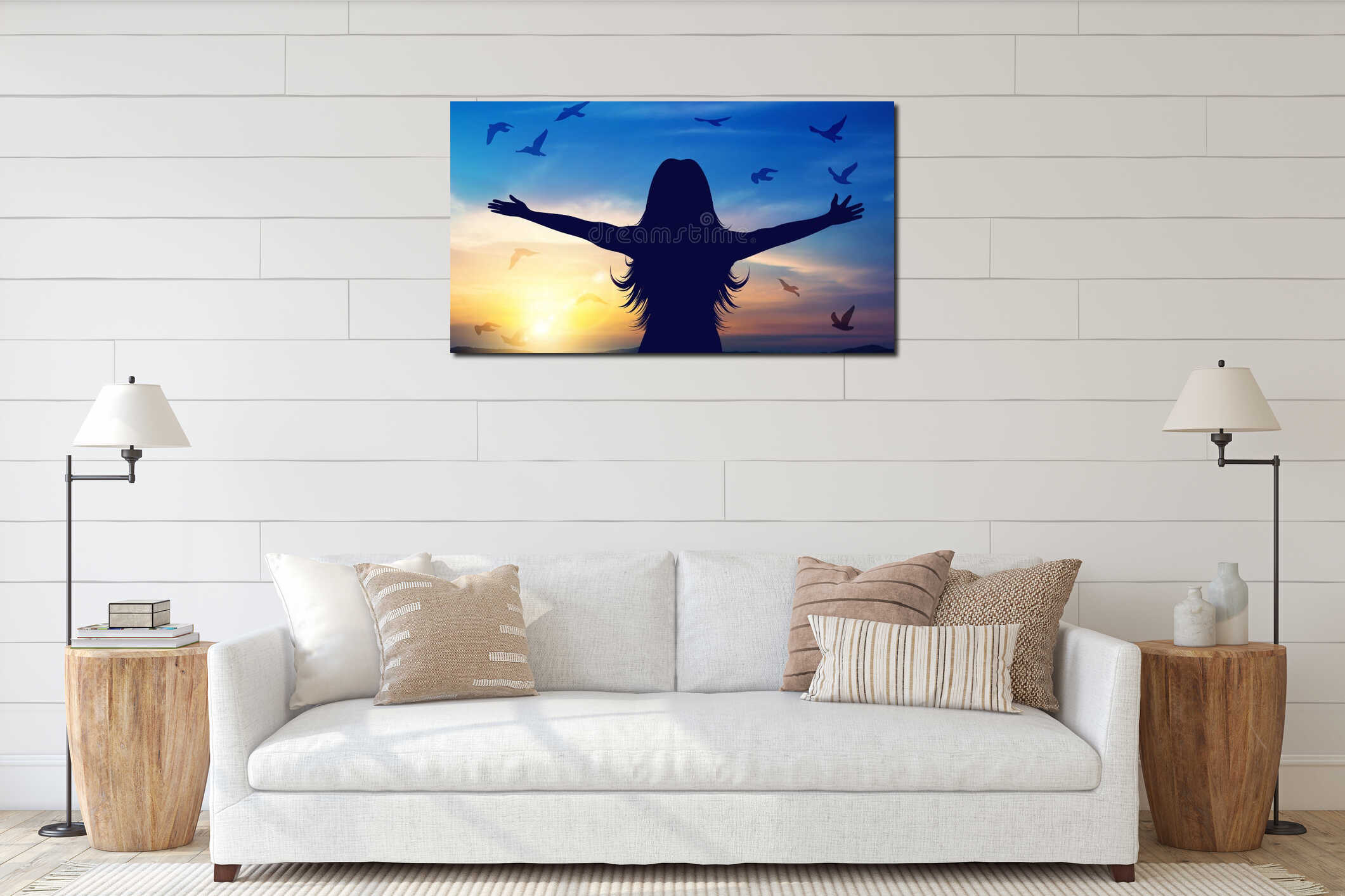 Canvas hanging interior mockup