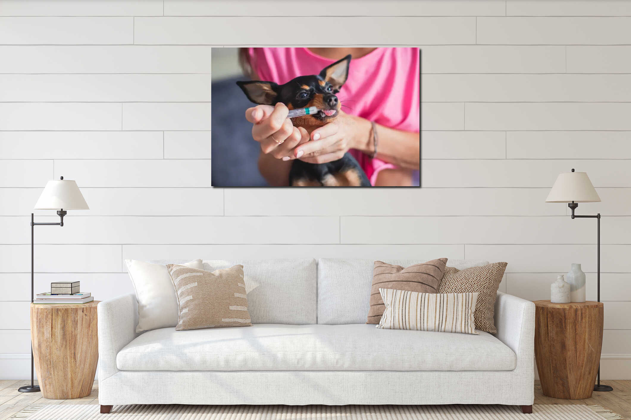 Canvas hanging interior mockup