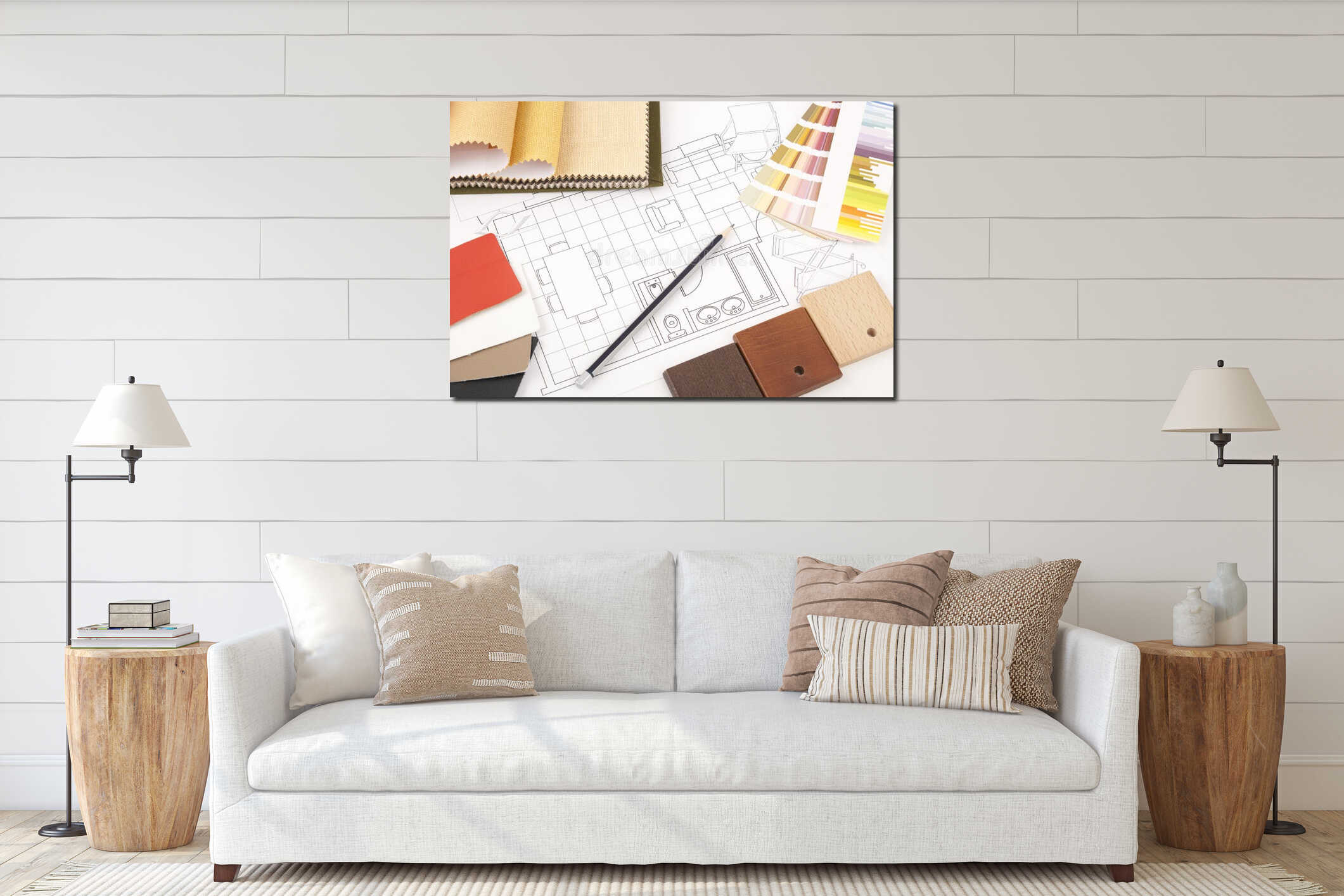 Canvas hanging interior mockup