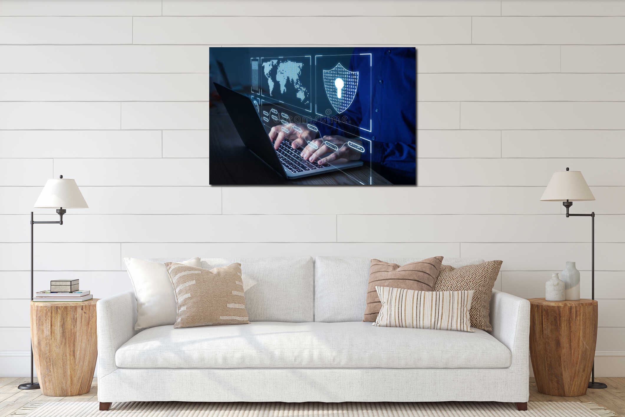 Canvas hanging interior mockup