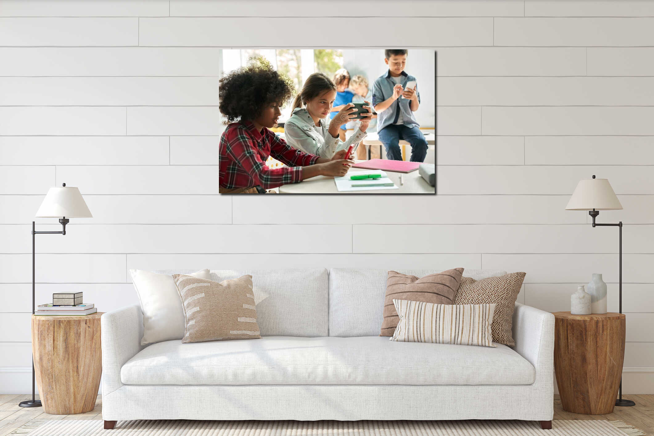Canvas hanging interior mockup