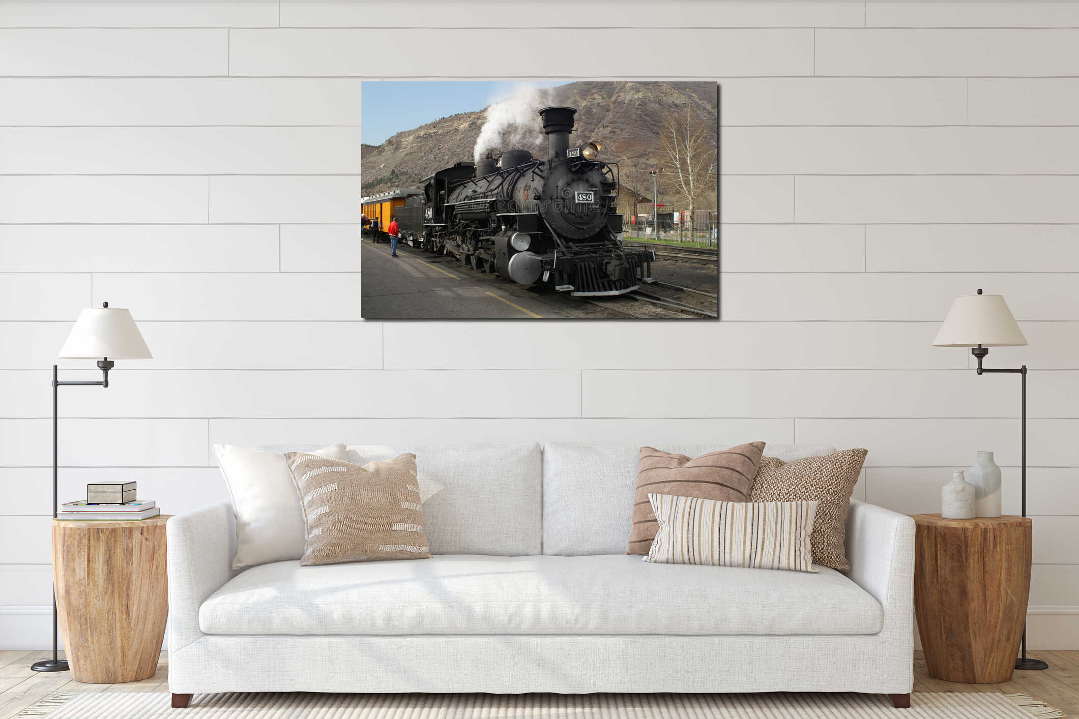 Canvas hanging interior mockup