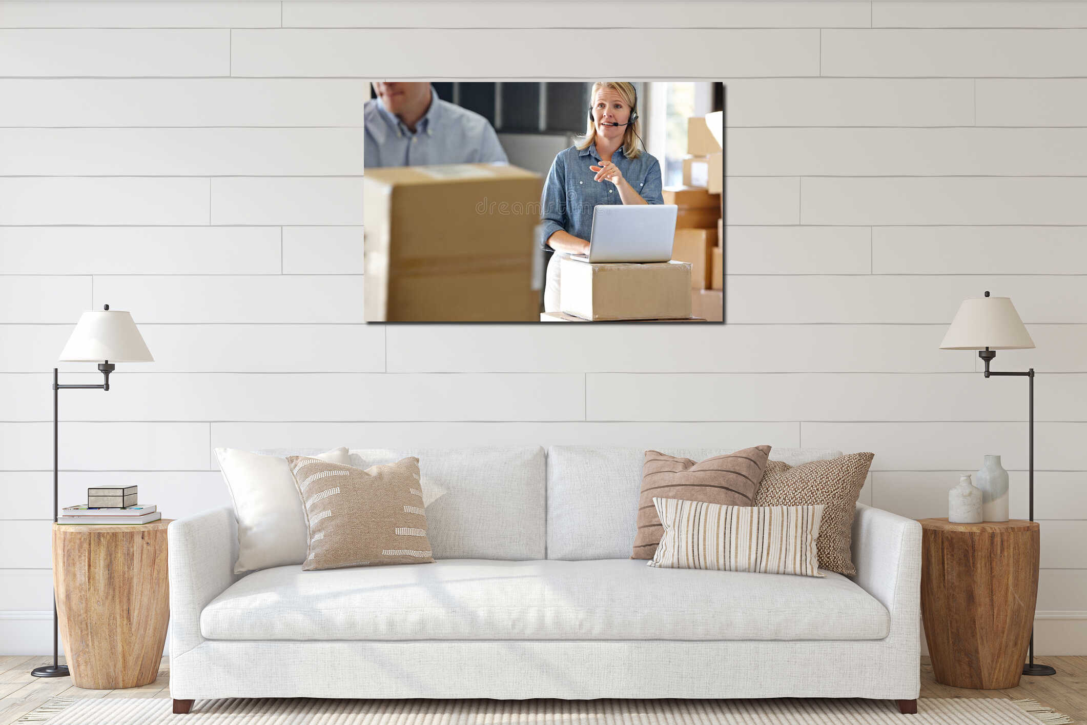Canvas hanging interior mockup