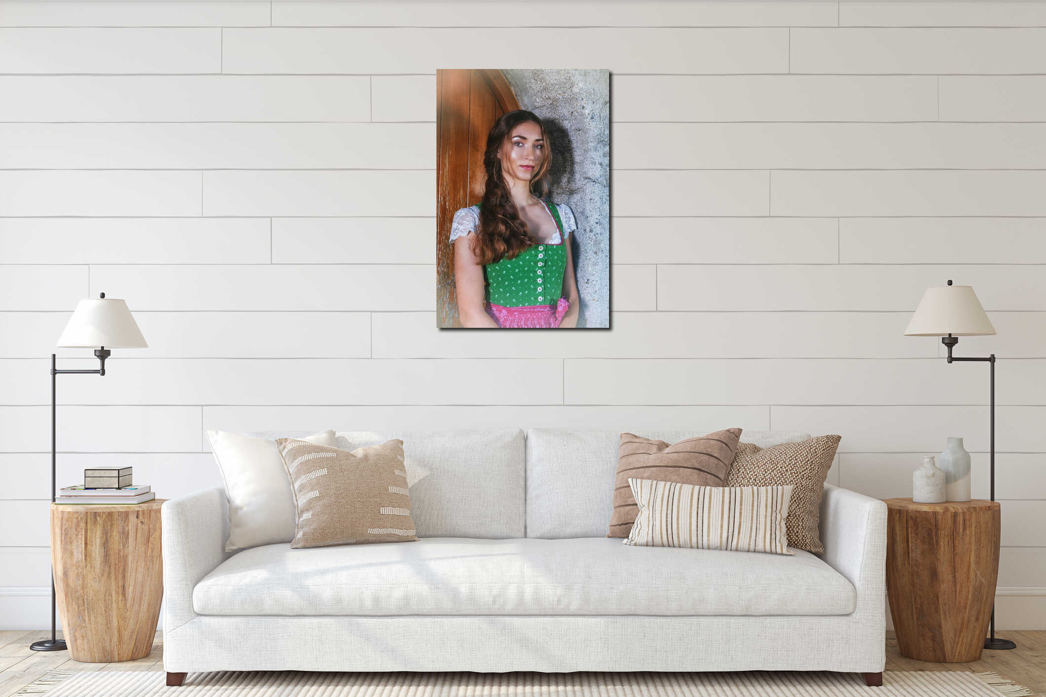 Canvas hanging interior mockup