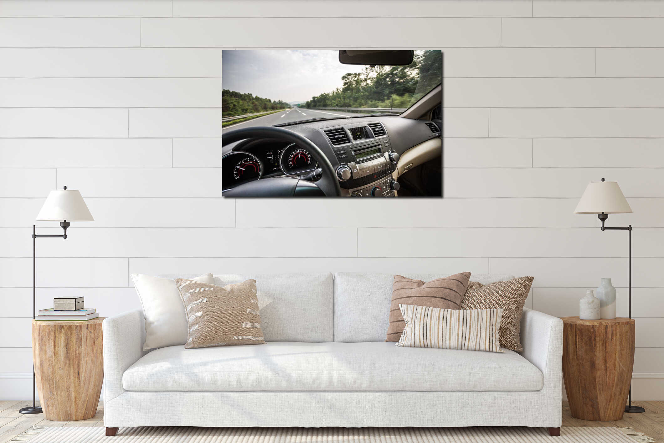 Canvas hanging interior mockup