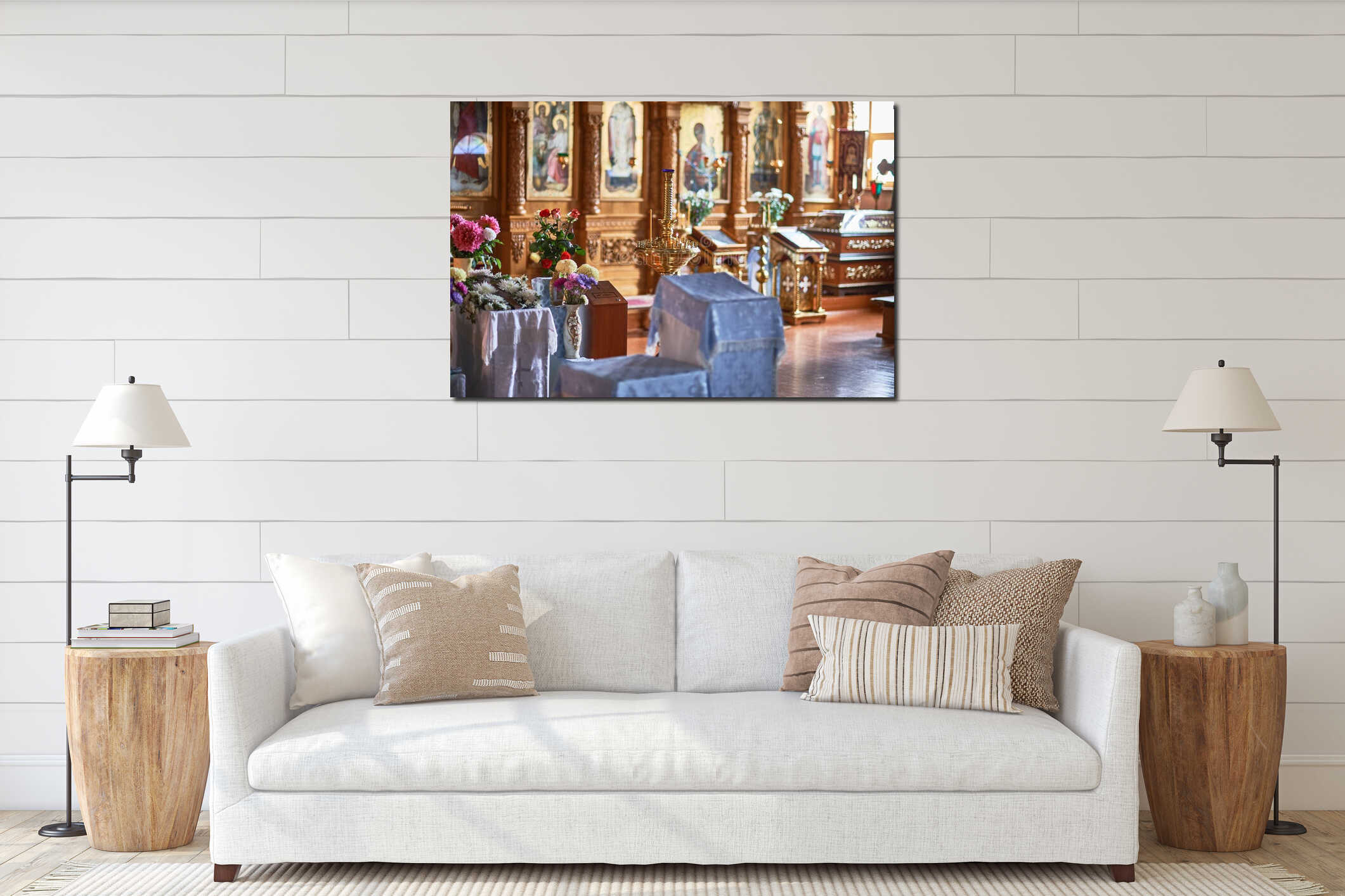 Canvas hanging interior mockup