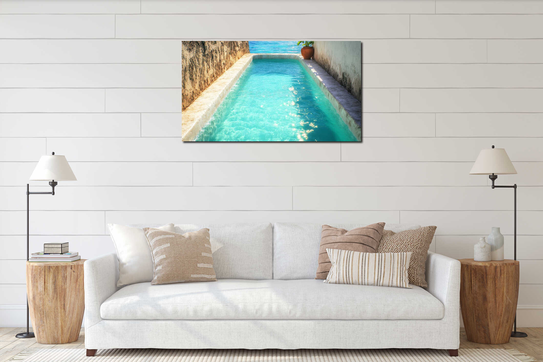 Canvas hanging interior mockup
