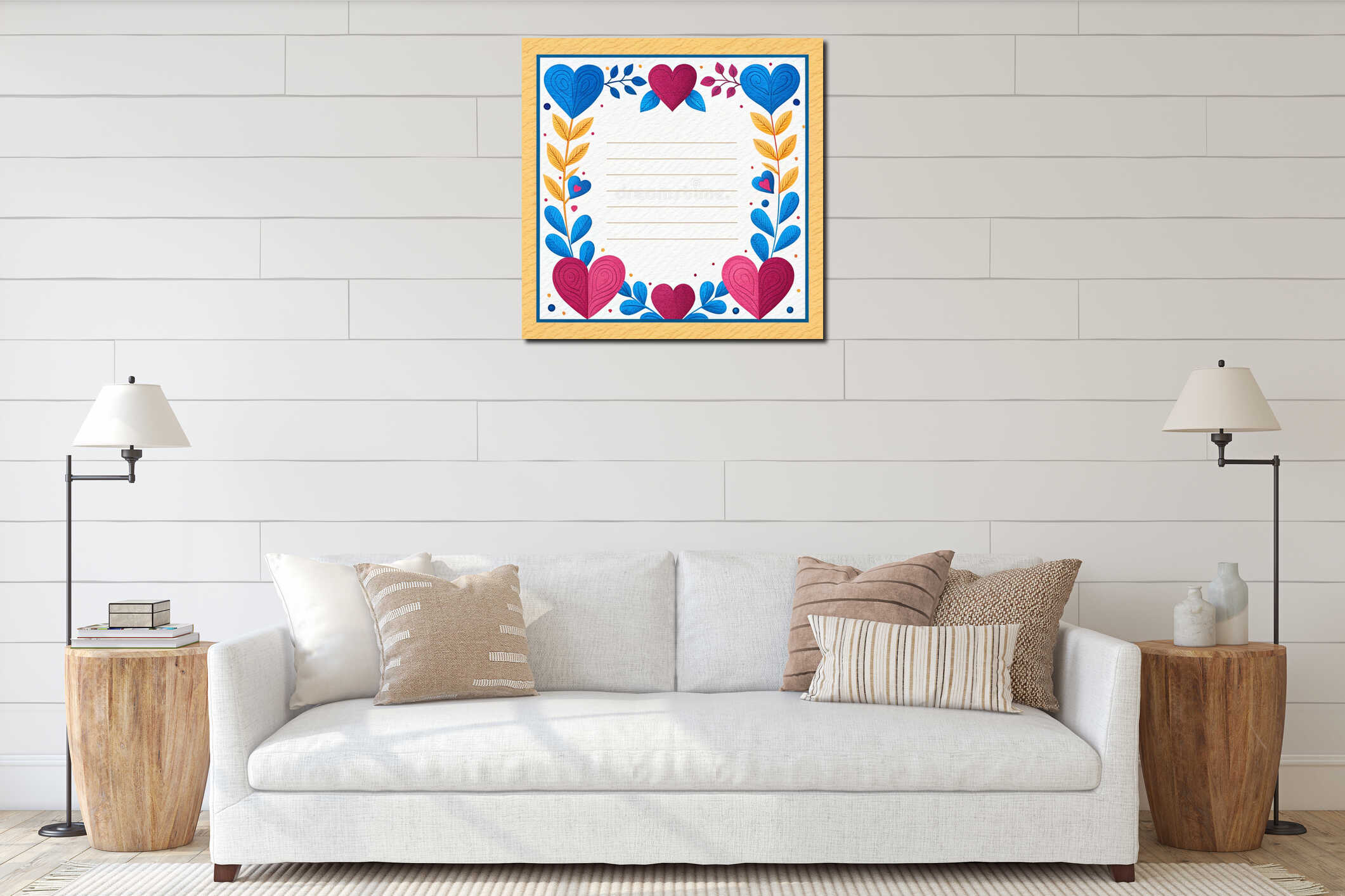 Canvas hanging interior mockup