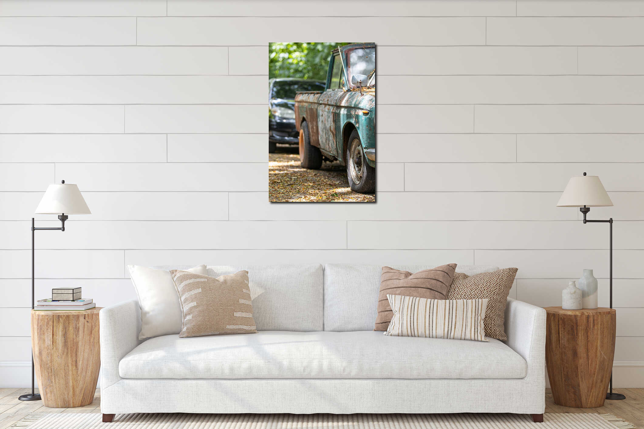 Canvas hanging interior mockup
