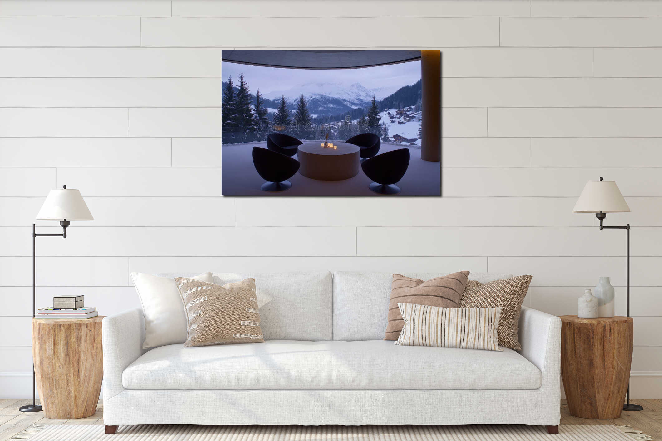 Canvas hanging interior mockup
