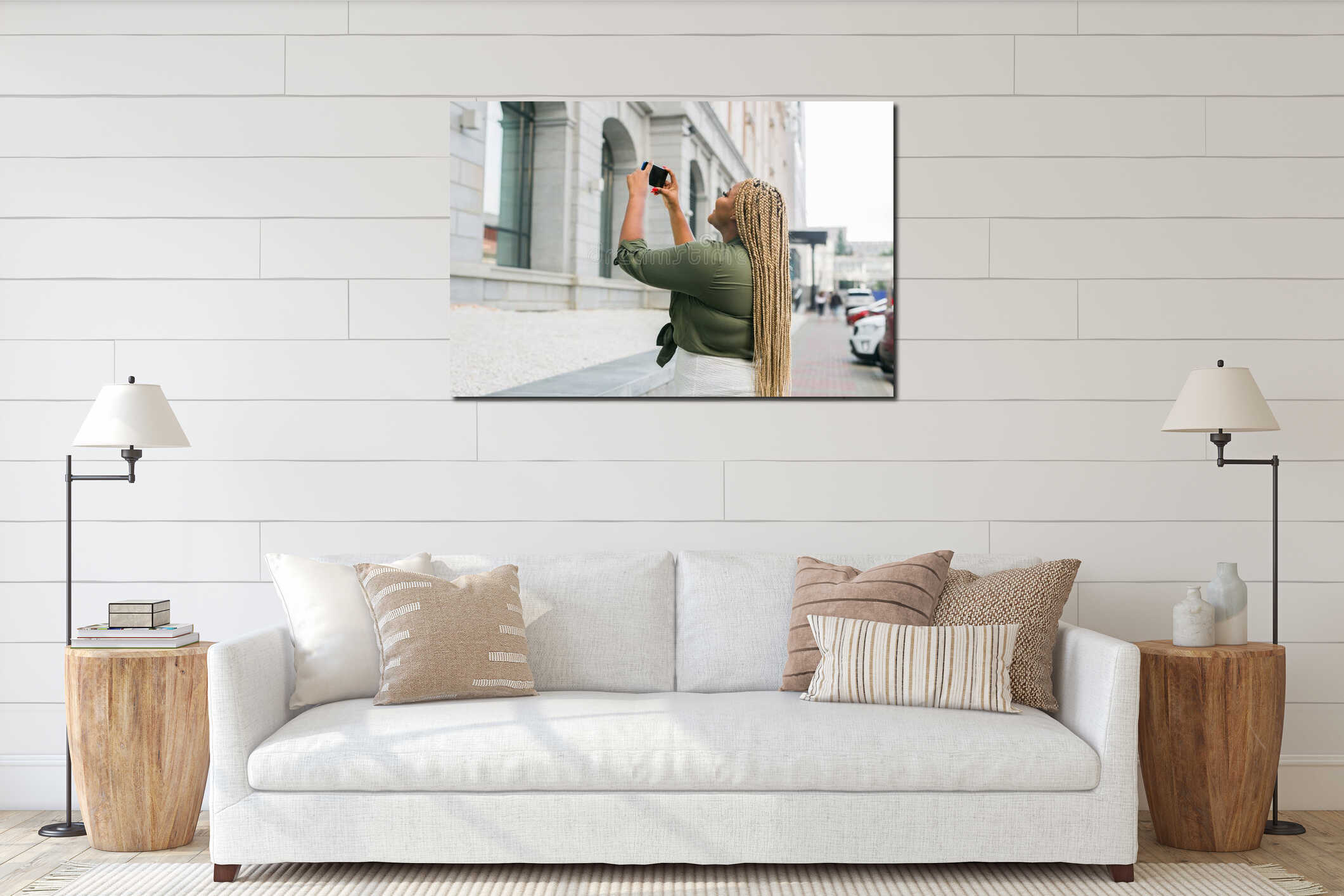 Canvas hanging interior mockup