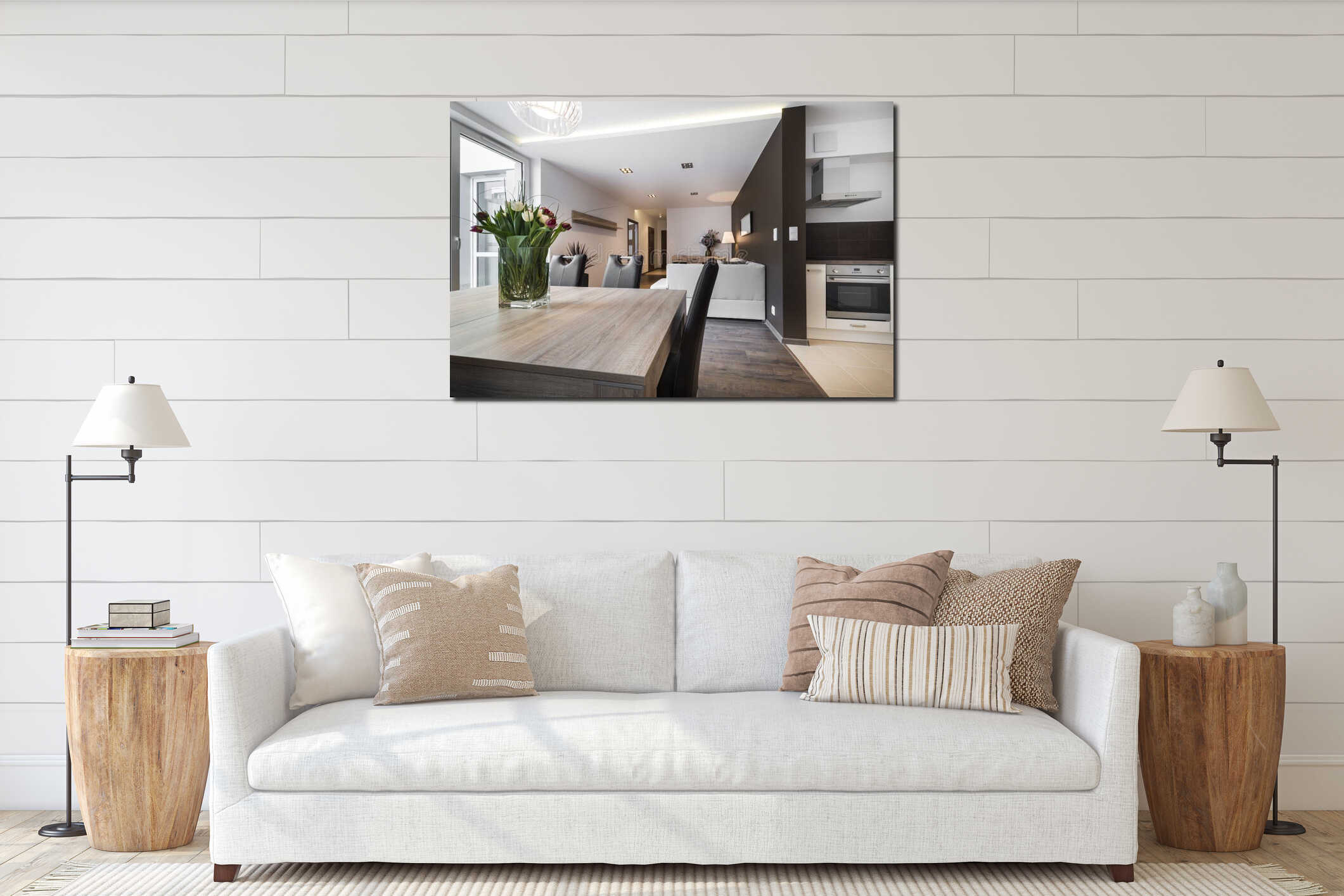 Canvas hanging interior mockup