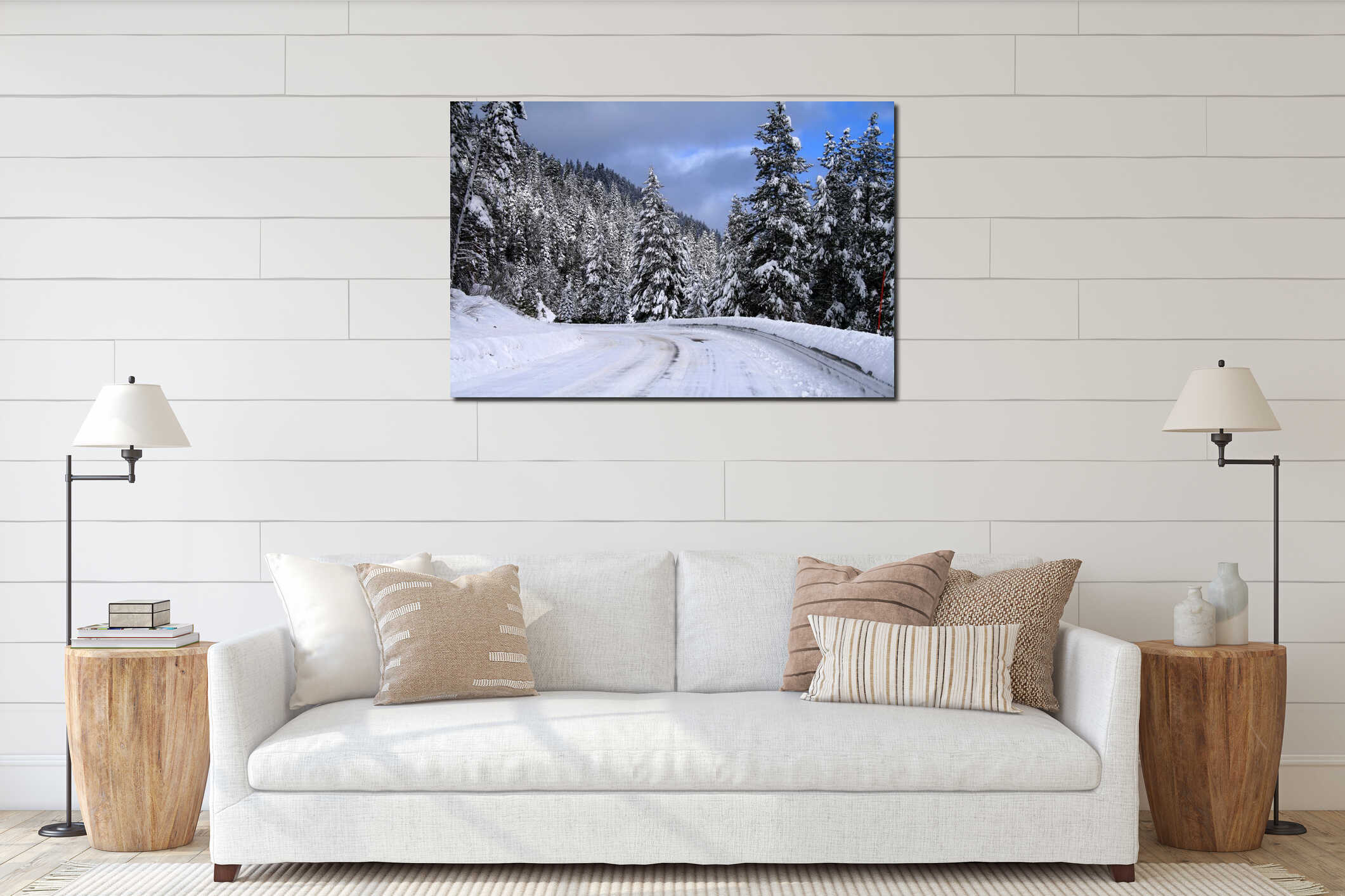 Canvas hanging interior mockup