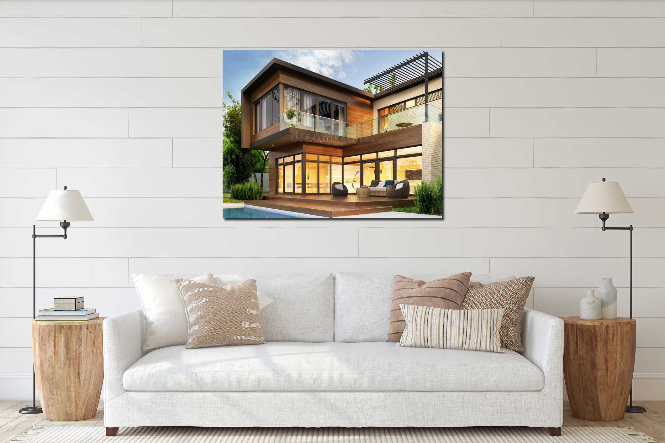Canvas hanging interior mockup