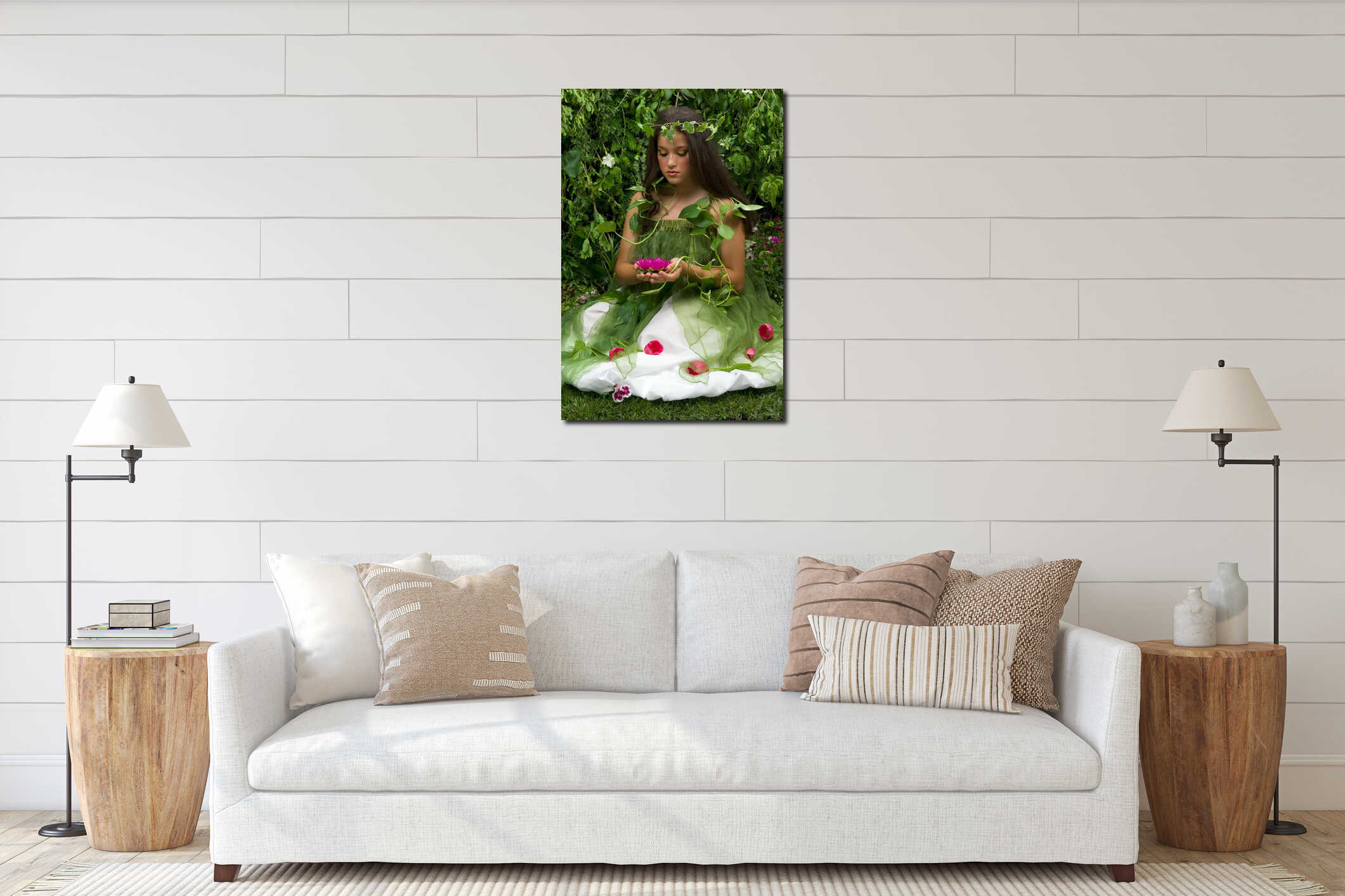 Canvas hanging interior mockup