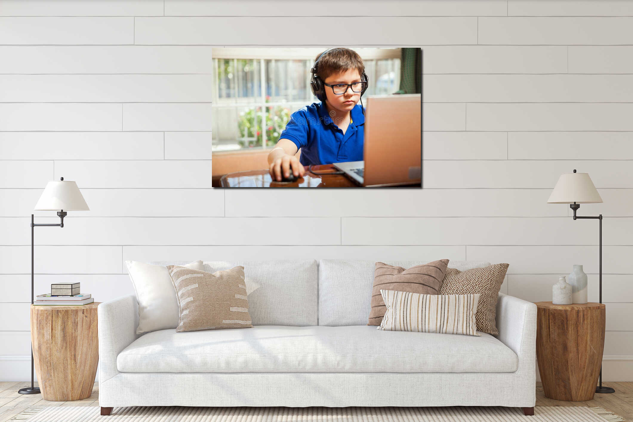 Canvas hanging interior mockup