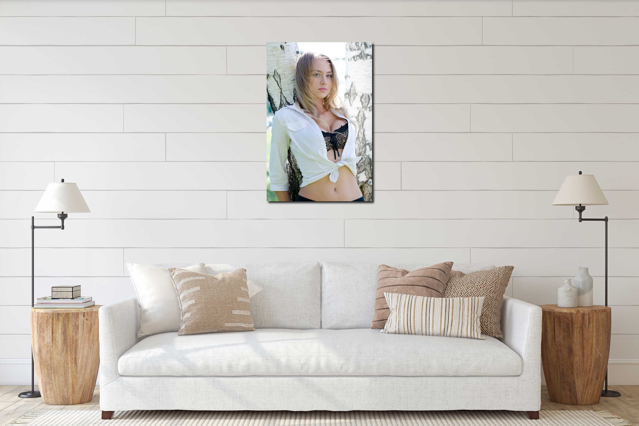 Canvas hanging interior mockup